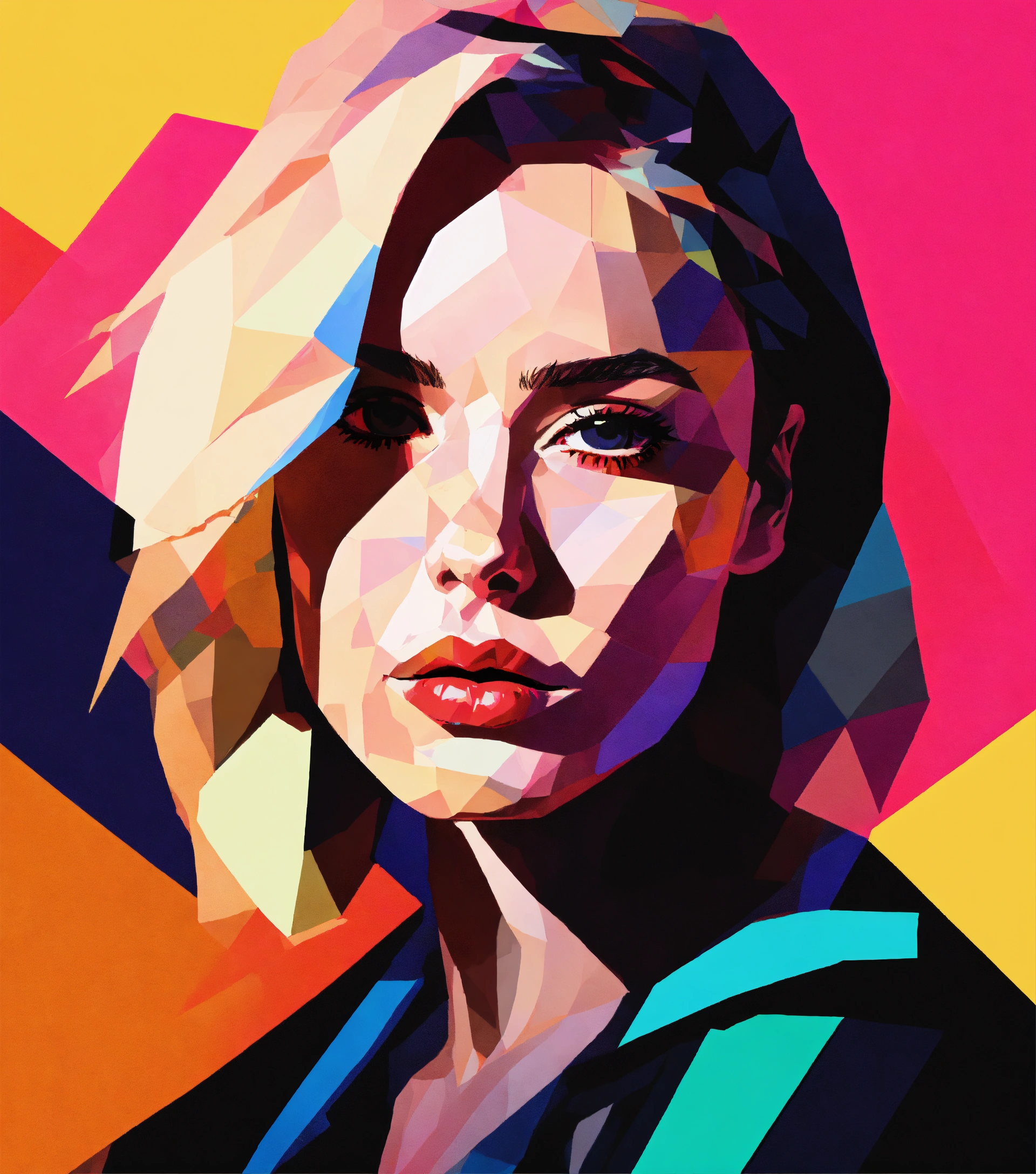 Lexica - Simplified abstract illustration of close up portrait of ...