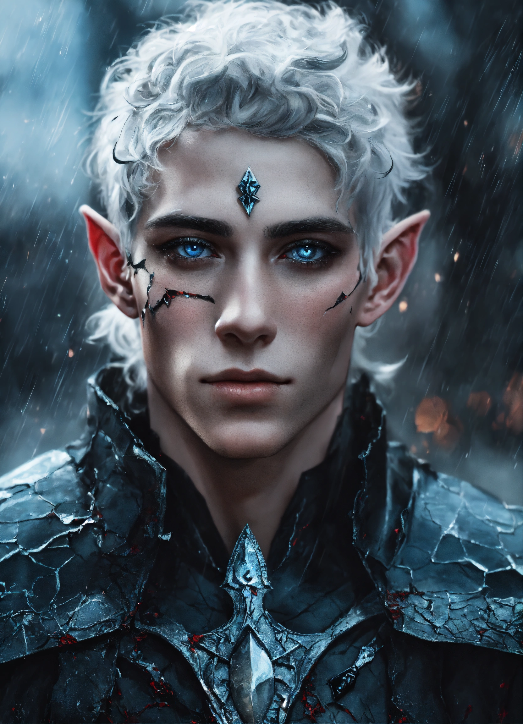 Lexica - Fantasy portrait of a ash-grey skinned elf, masculine ...