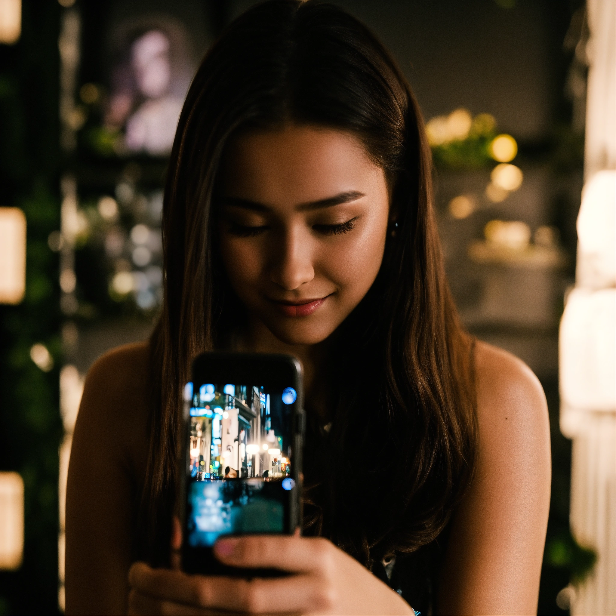 Lexica - The girl decided to shoot videos on her phone on the black ...