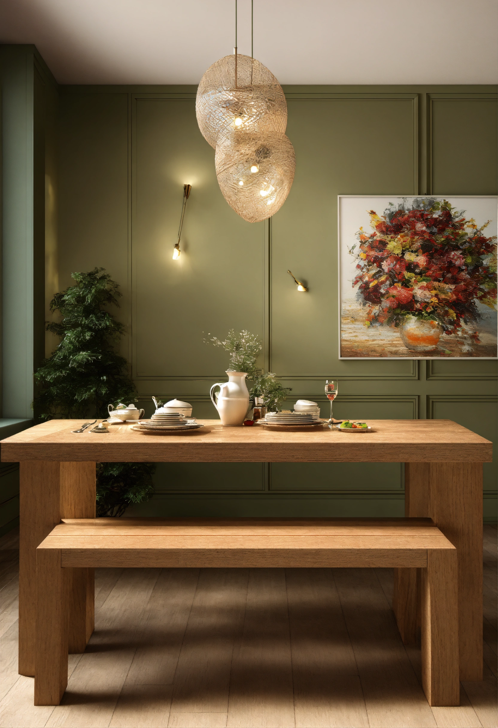 Lexica - Dining bench 3D Art