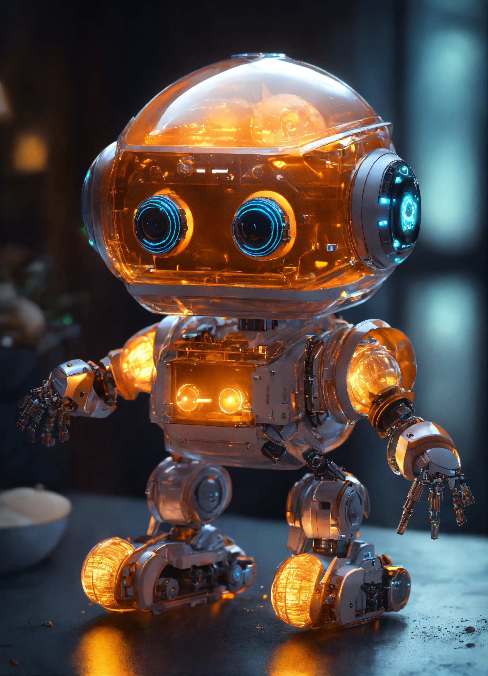 Lexica - Cute aesthetic, a (tiny cute translucent polycarbonate robot ...