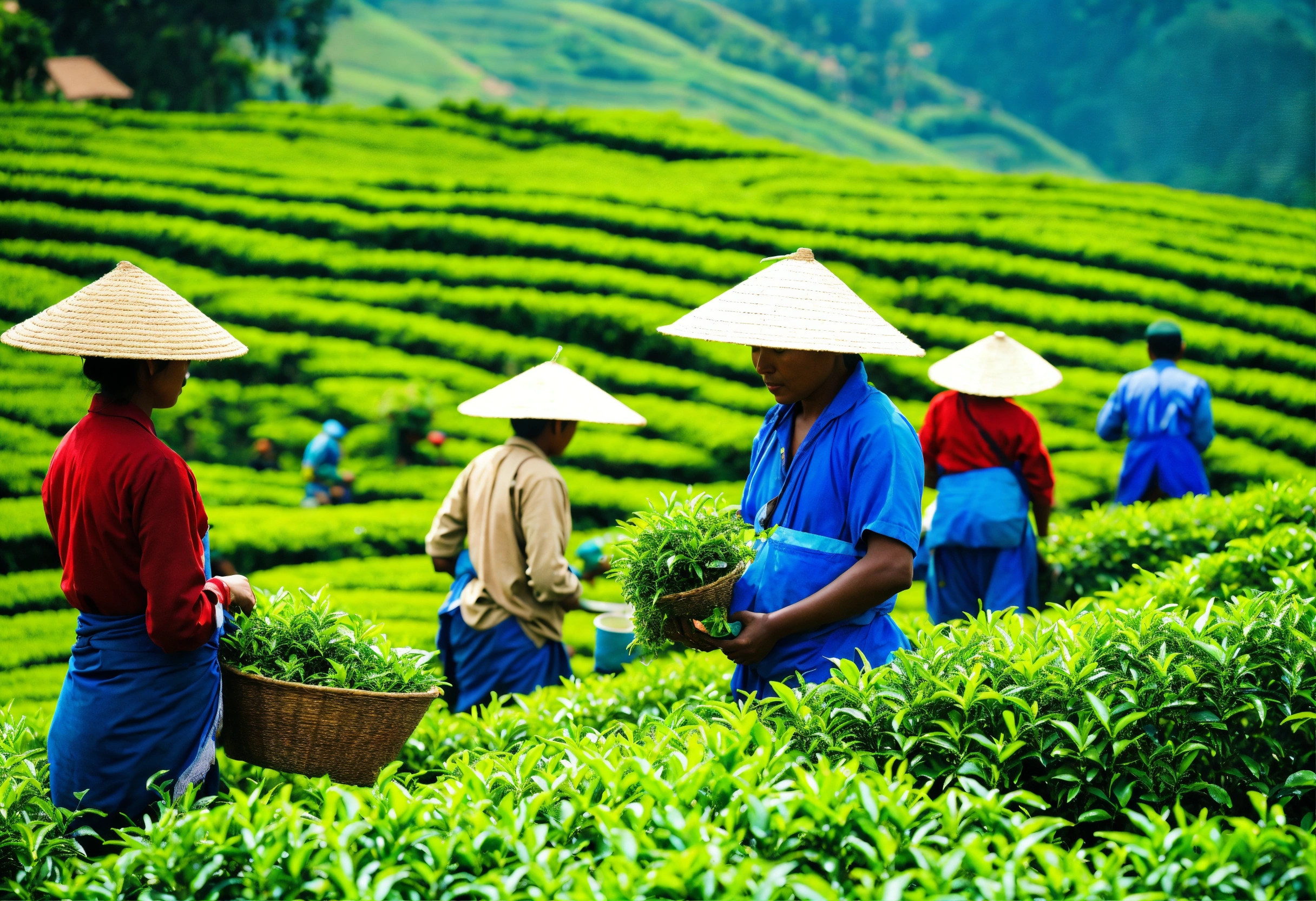 Lexica - Workers picking tea at tea plantations