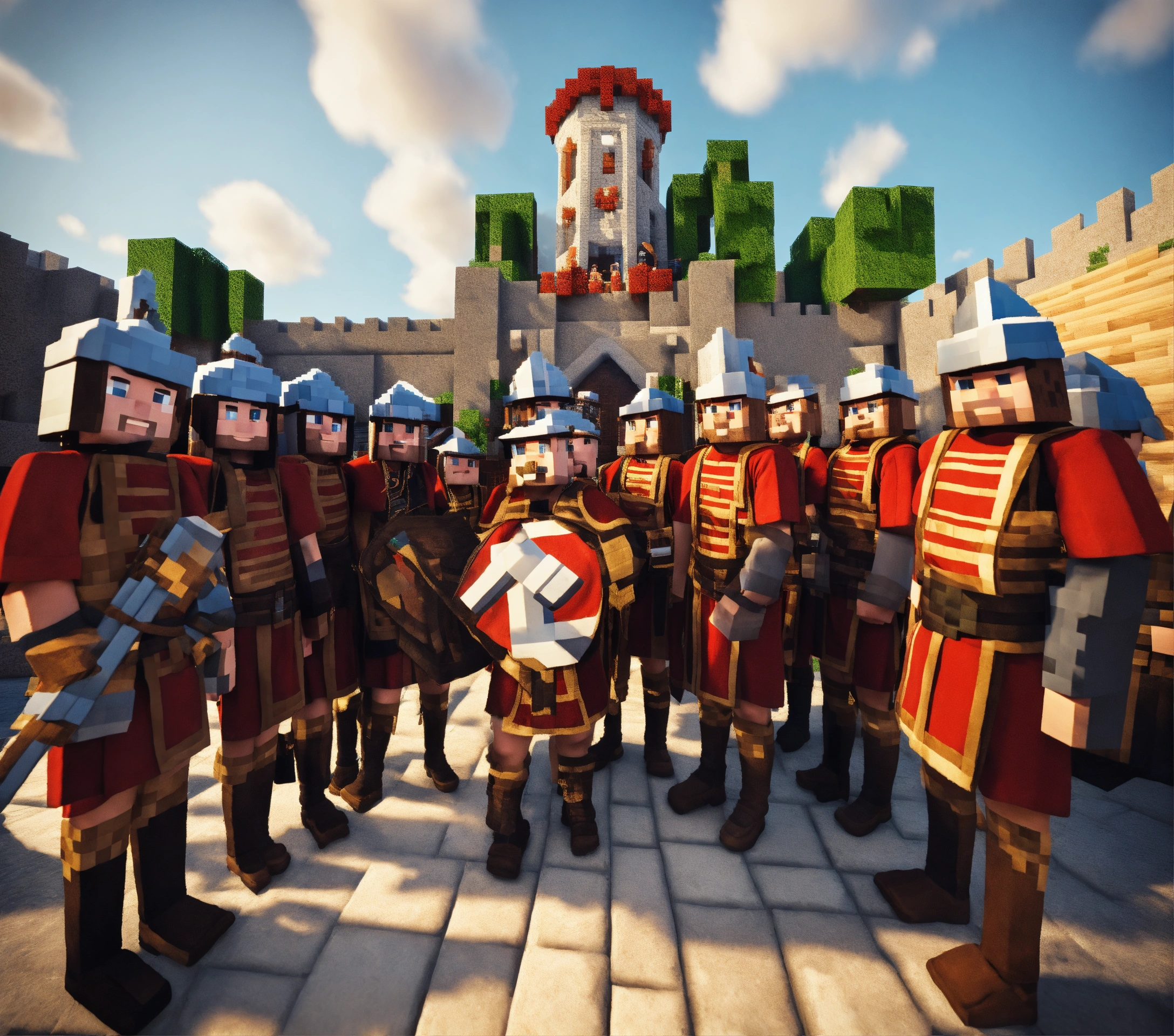 Lexica - Roman soldier guard taking selfie with minecraft villagers ...