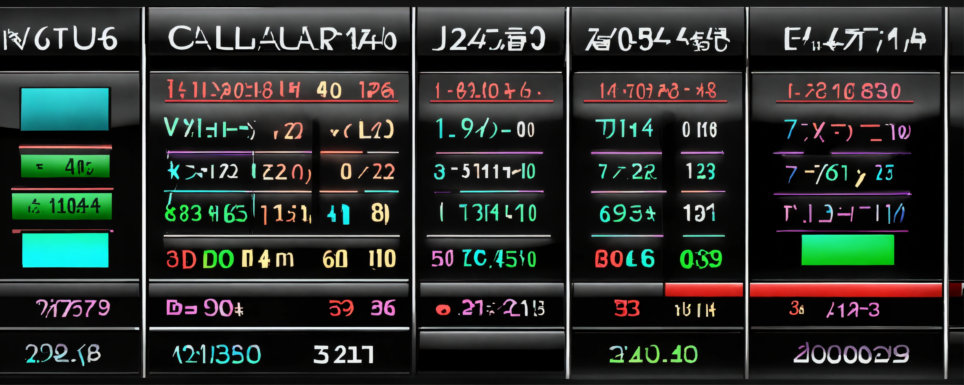 Lexica - Calculator. Combinatorial theory. black background, shiny ...