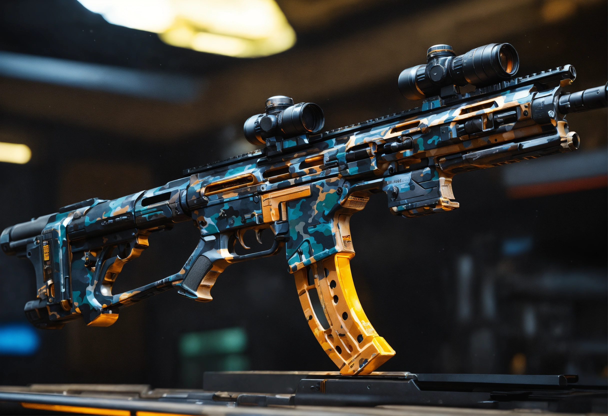 Lexica - Side view of the full image of a black camo sci fi energy ...