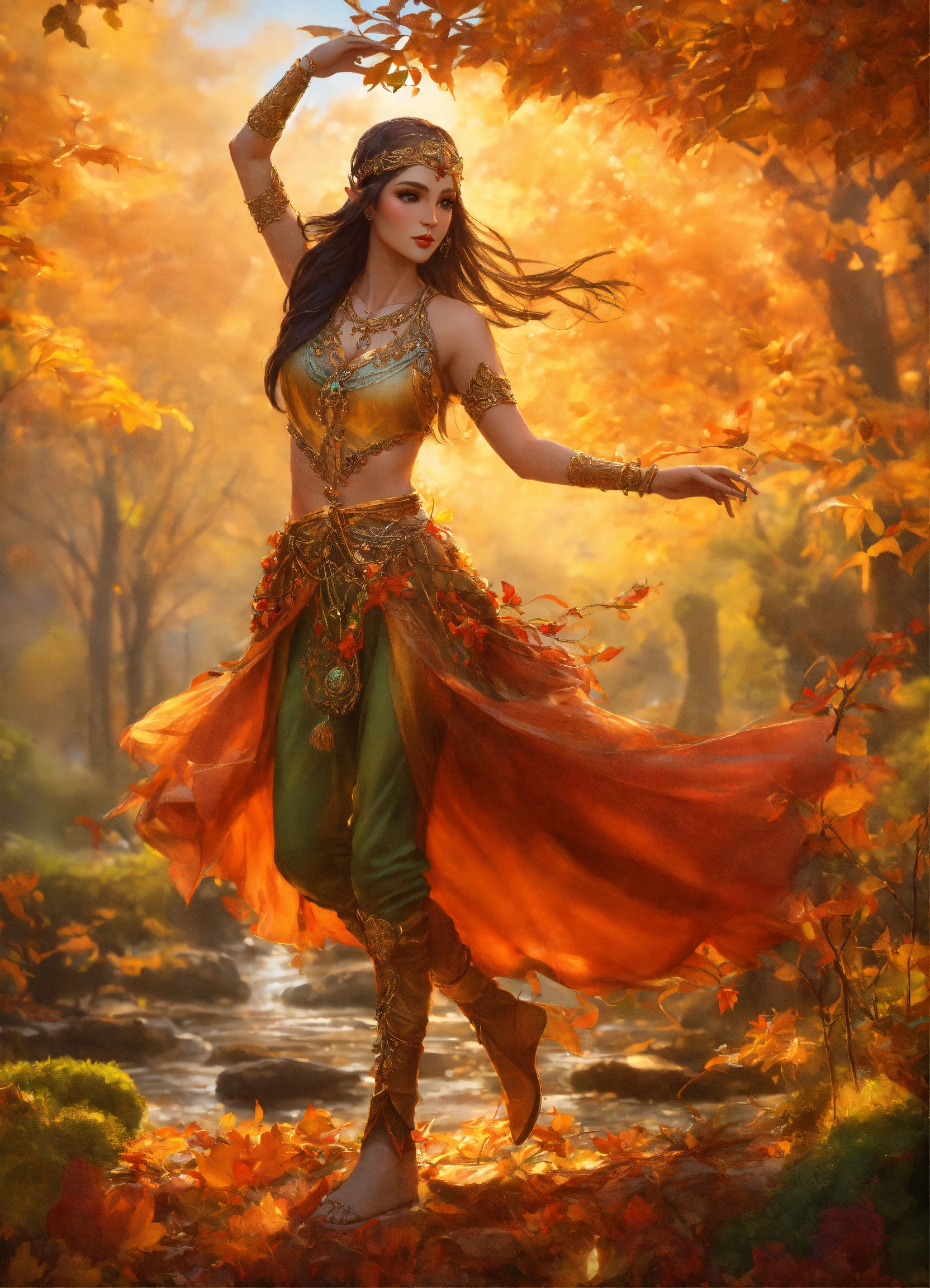 Lexica - Photorealistic, indian summer, elves dancing, anne stokes ...