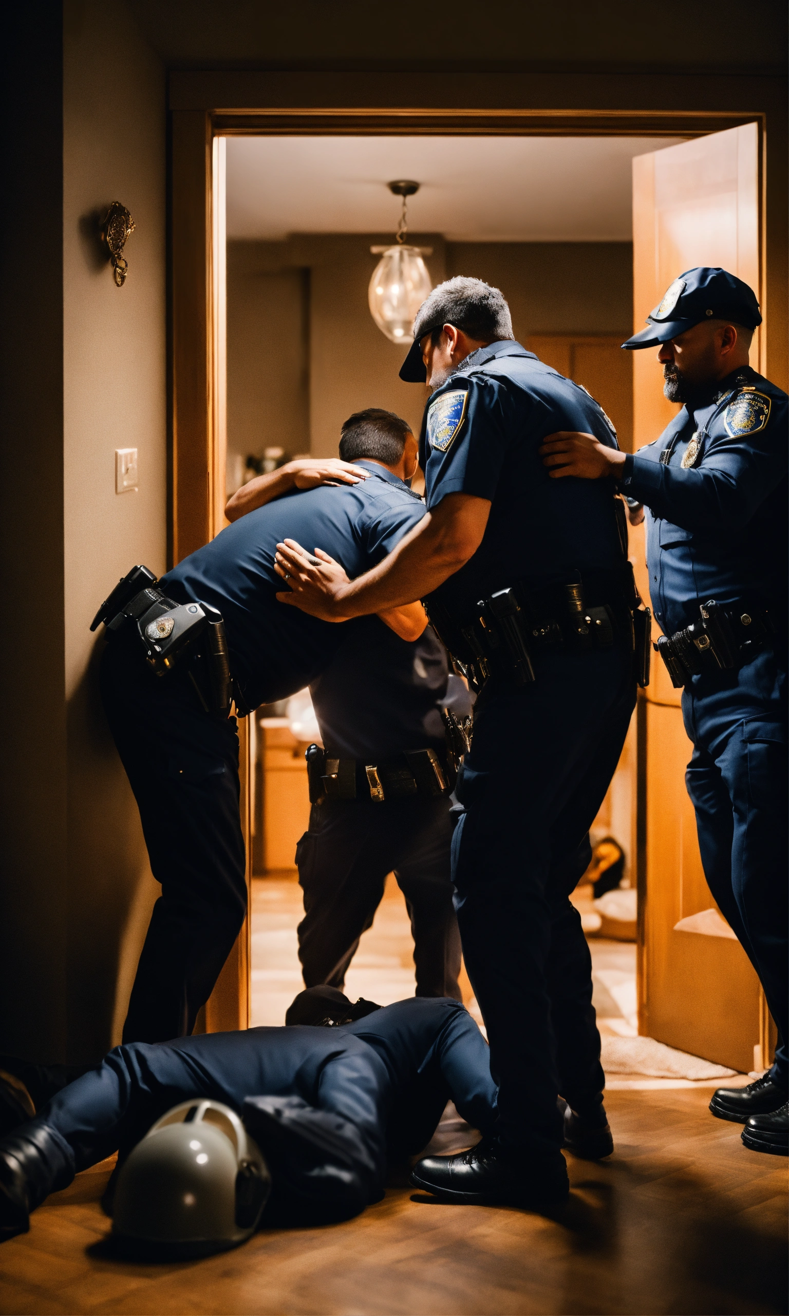 Lexica - Police men arresting a man from his home, surreal photo ...