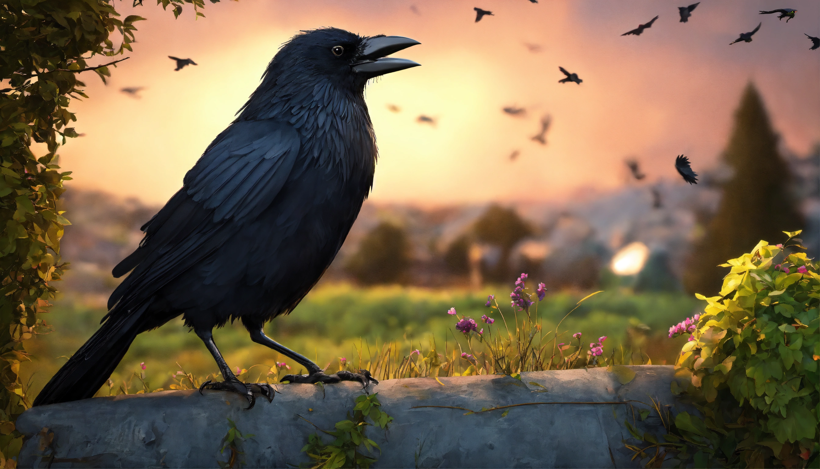 Lexica - Generate an image of a crow was addressing other crows , 3D ...