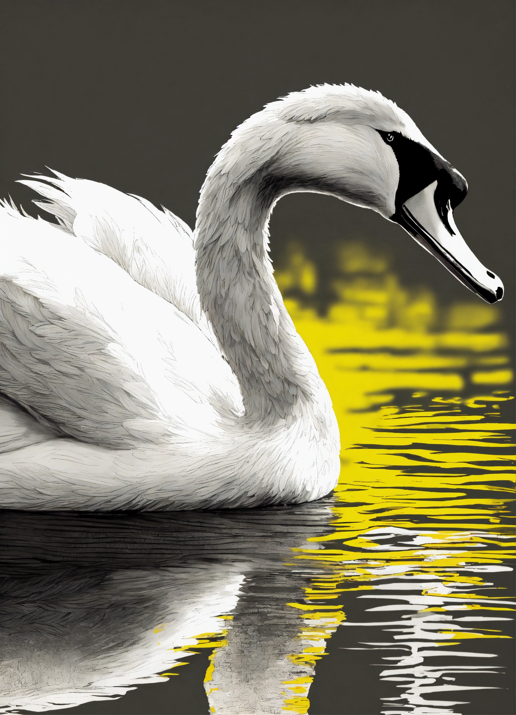 Lexica - Swan, abstract stippling and cross-hatching, Monochrome with ...