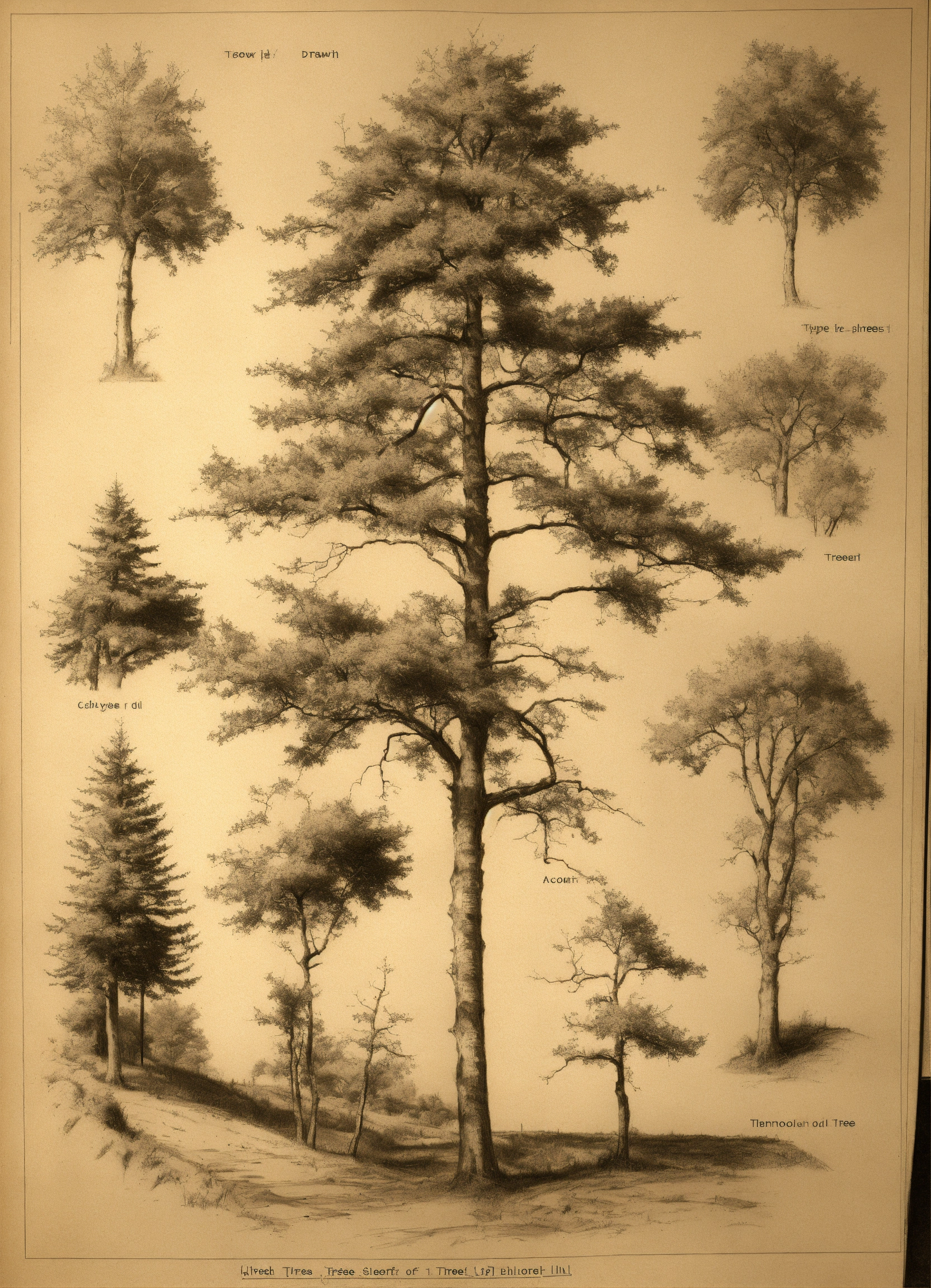 Lexica - Drawing trees, drawing sheet, sketch drawings, several types ...