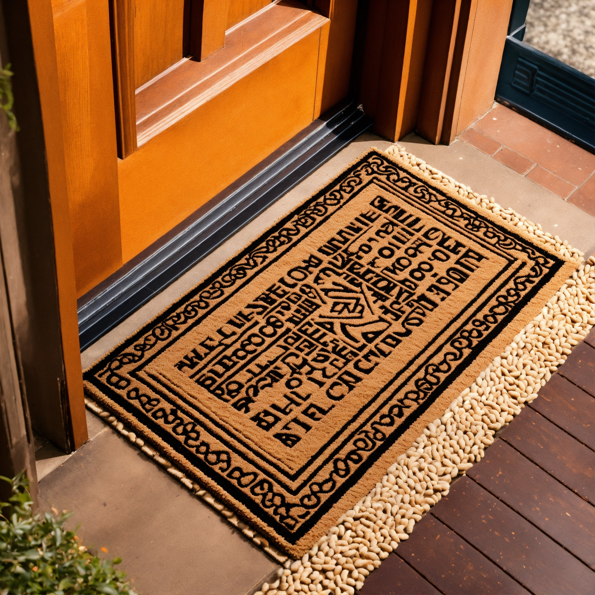 Lexica - A photo of a door mat with a welcome mat pattern. The mat is ...
