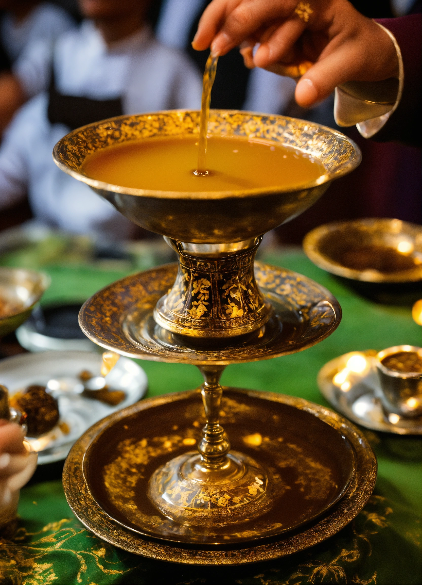 Lexica - Skilled servers pour Chai tea from one cup to another cup in a ...