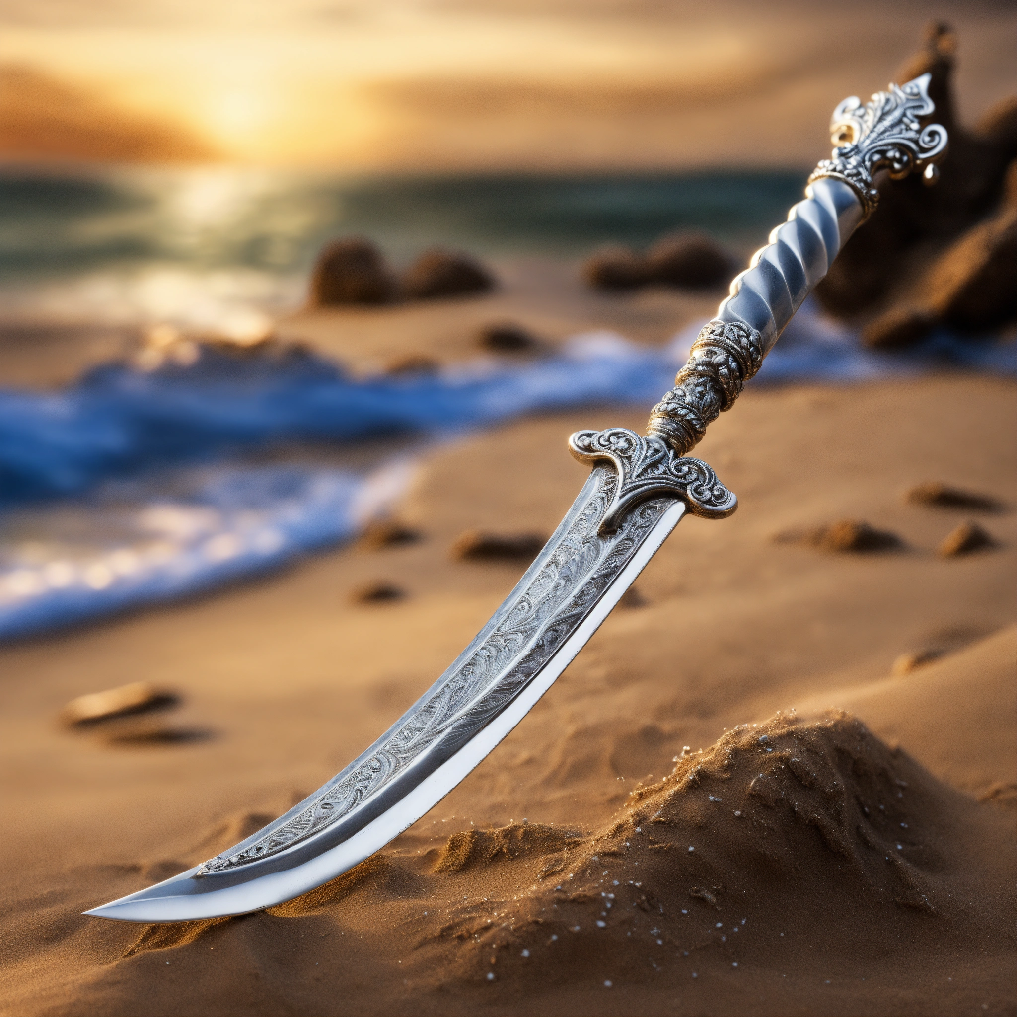 Lexica - 8k, picture of a narrow and delicate wavy curved dagger made ...