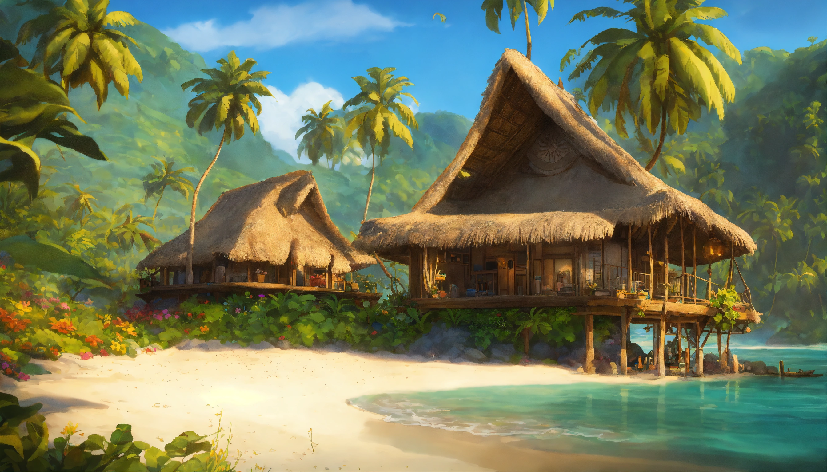 Lexica - Concept art of tropical village house, Polynesian, fantasy ...