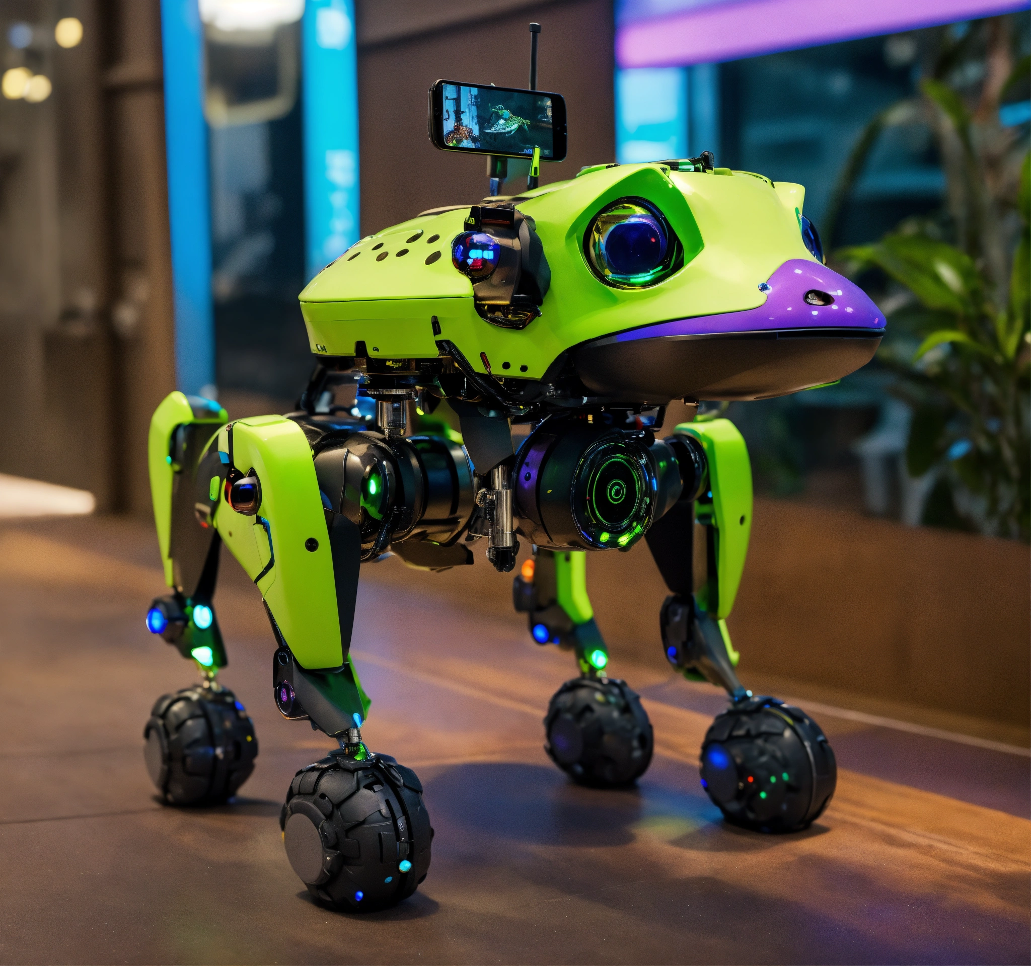 Lexica - Dog inu frog, full body biopunk style robot with augmented ...