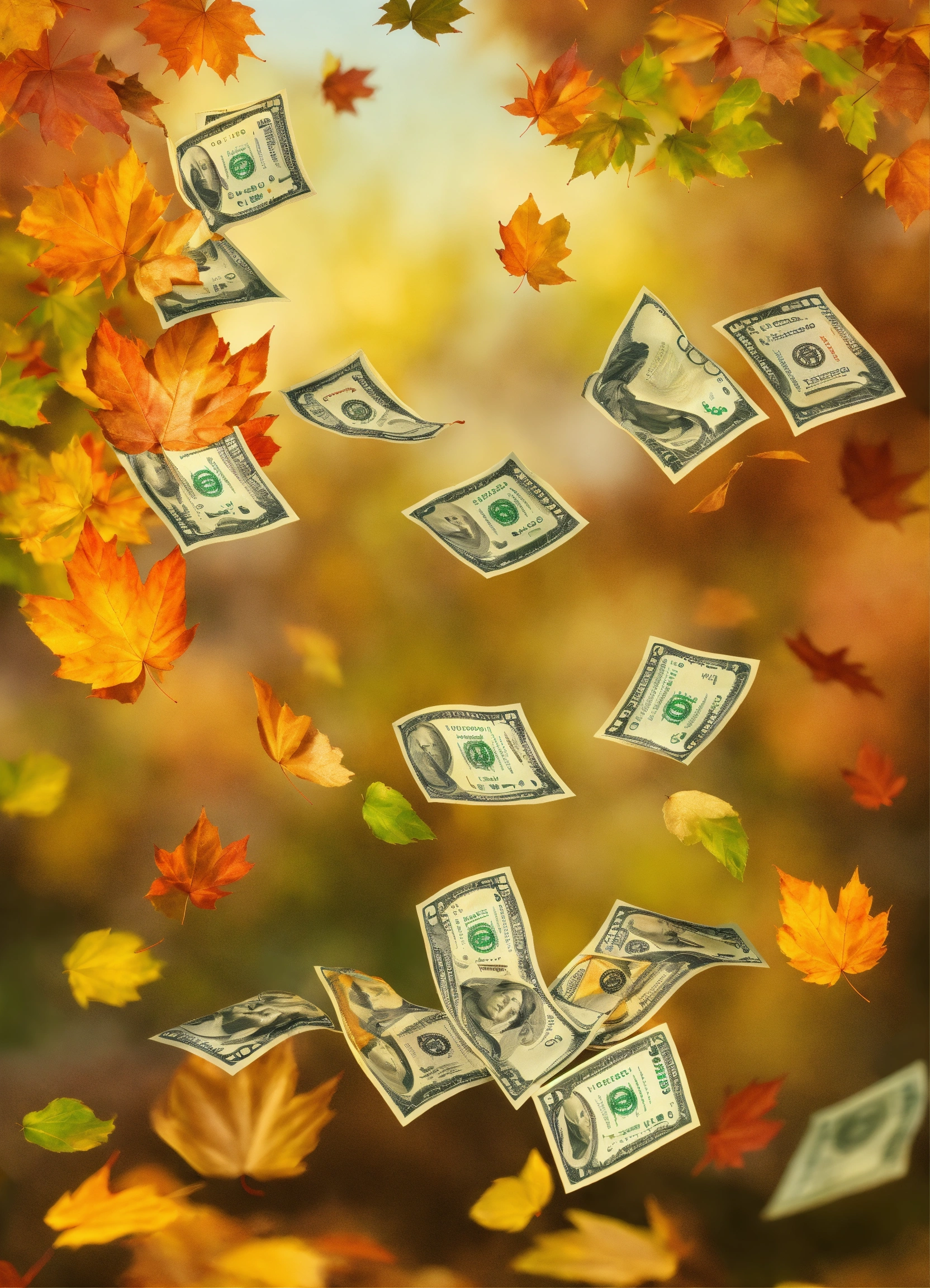 Lexica - Autumn. Falling leaves that turn into dollars.