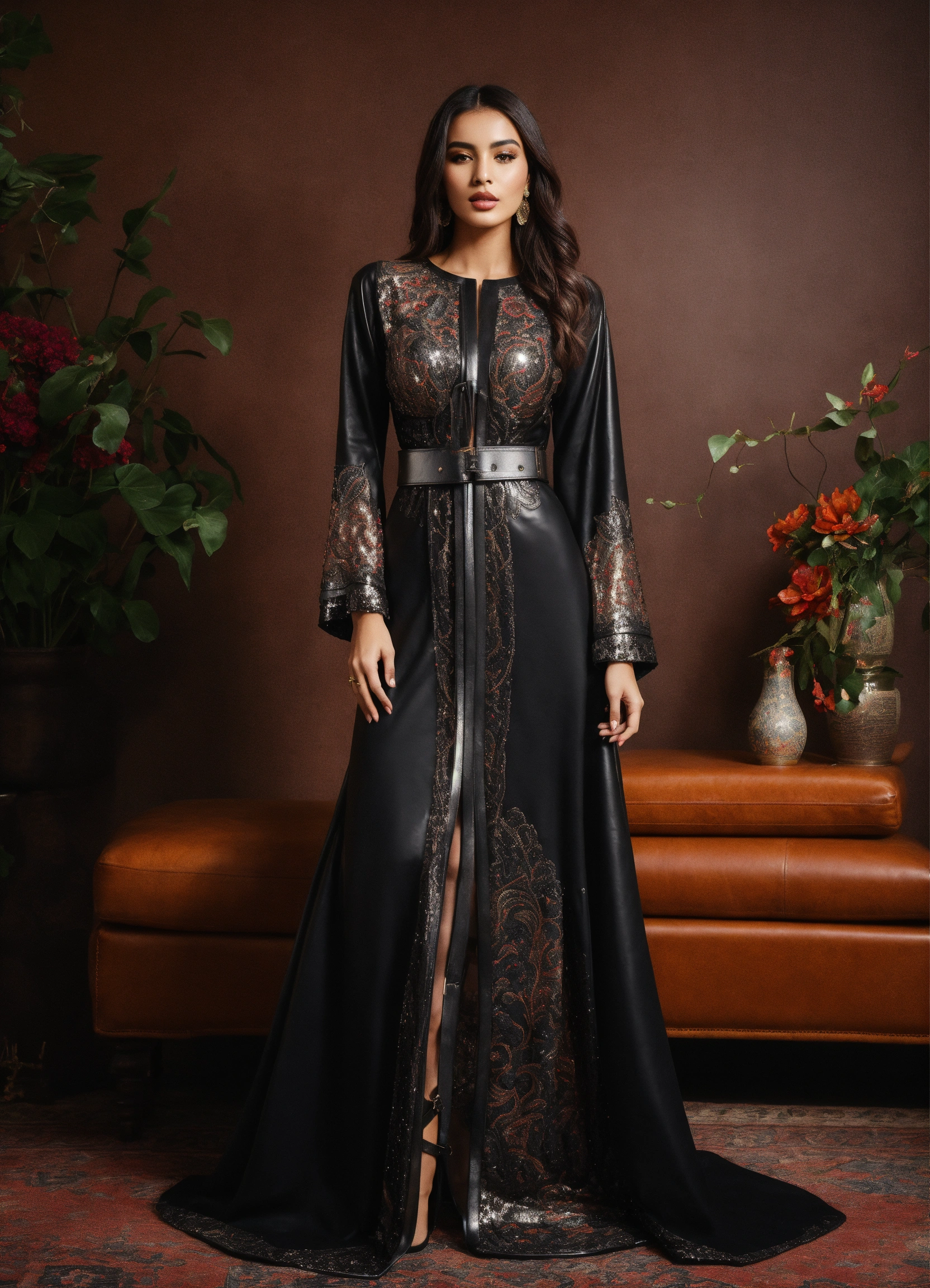 Lexica - Beautiful Arab women model, wearing luxury dress caftan , With ...