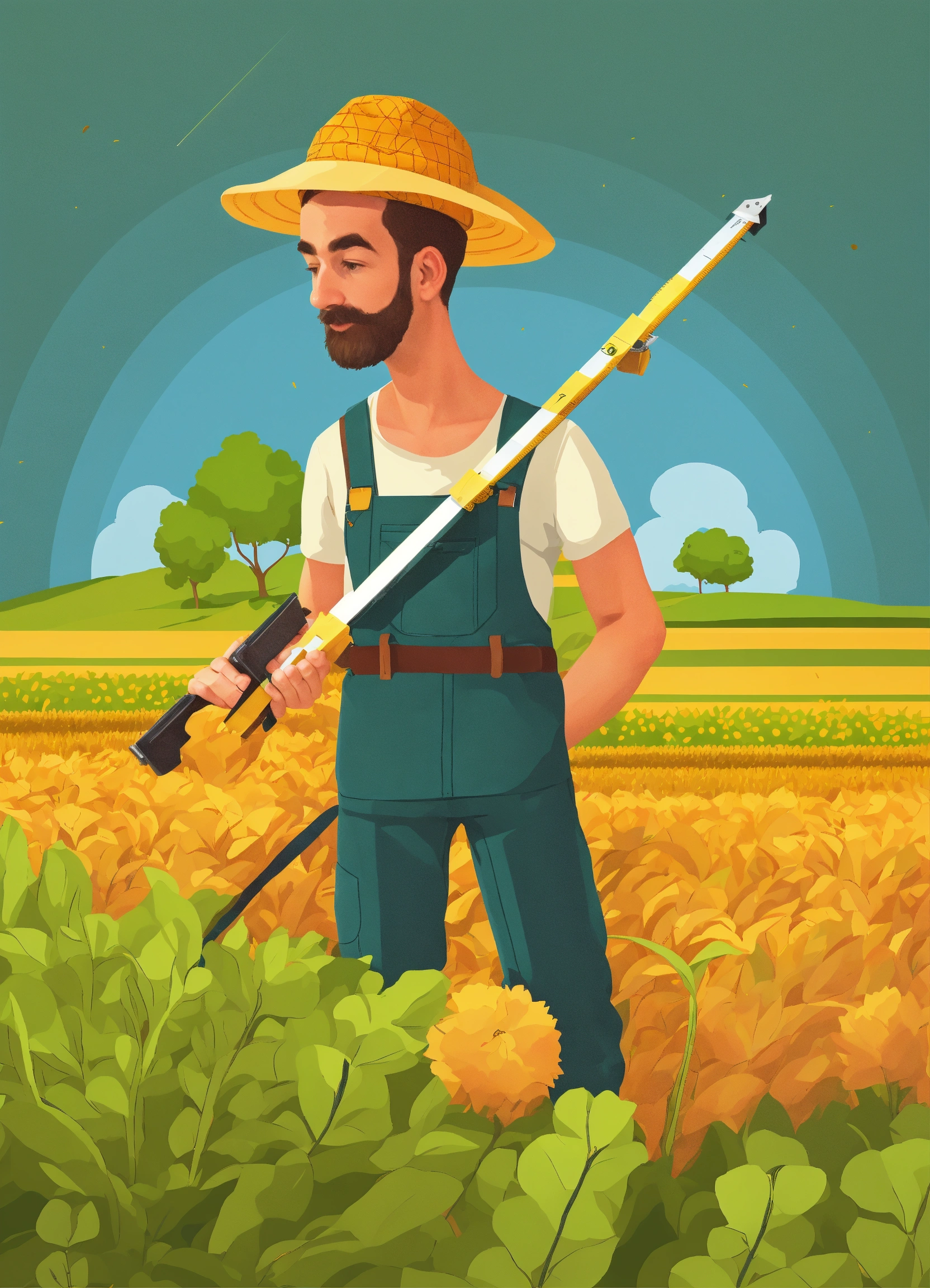 Lexica - Farmer using a measuring tape to measure the perimeter of his ...