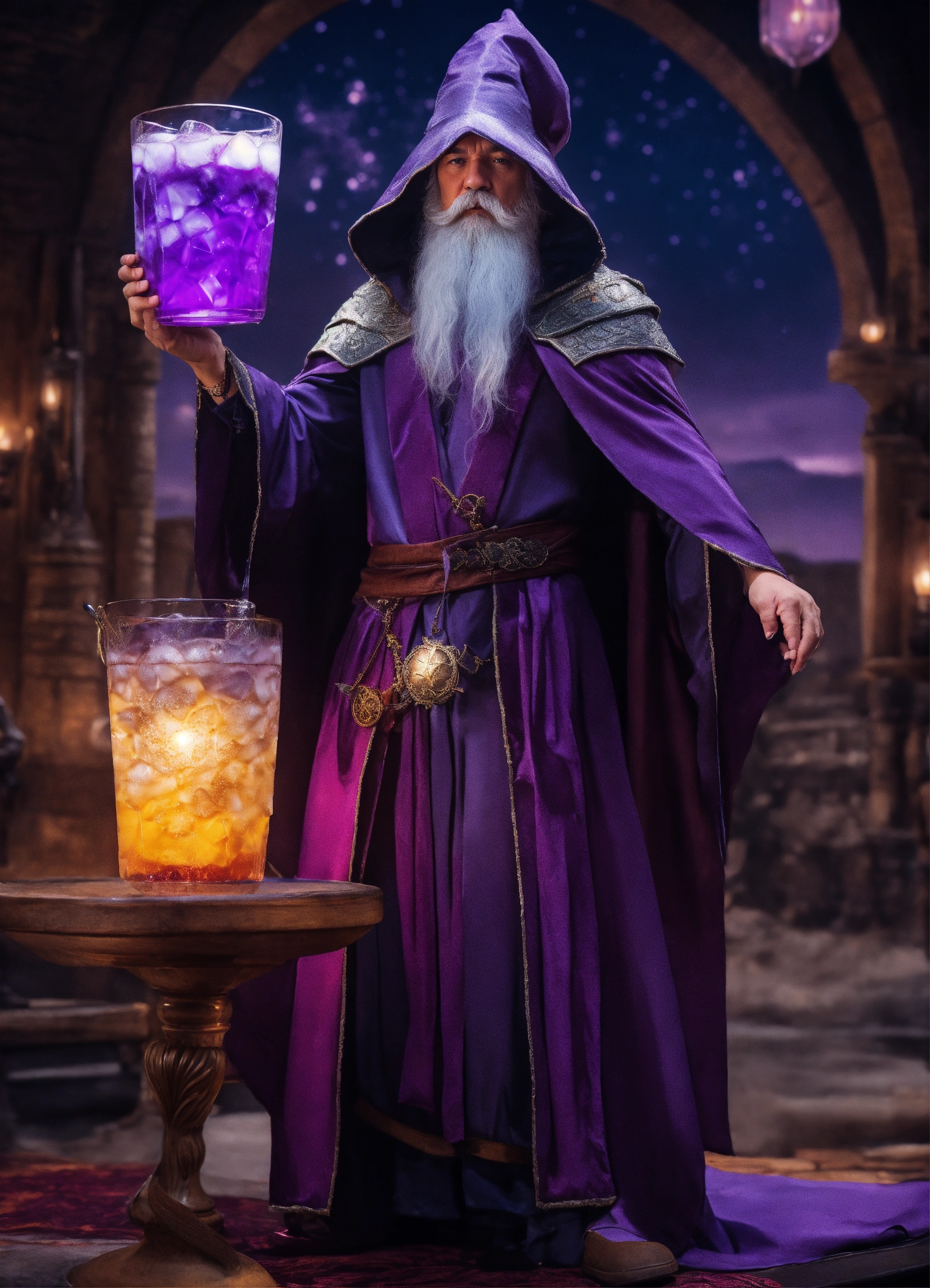 Lexica - Wizard holding a purple drink