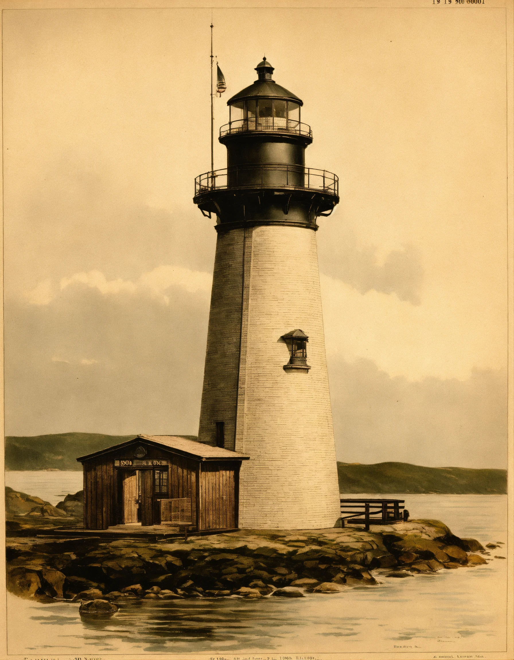 Lexica - 1900s historic rendering of an old lighthouse