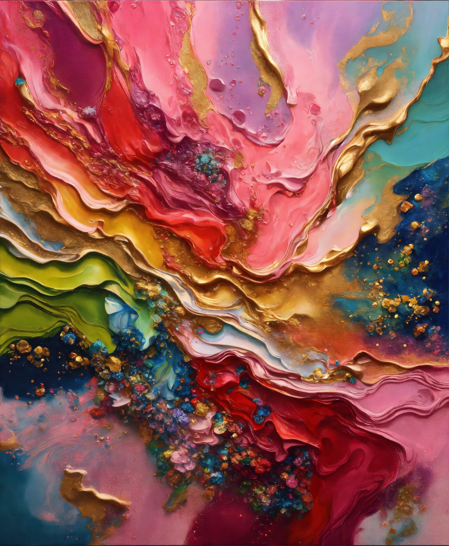 Lexica - Colorful abstract painting oil and water complex complicated ...