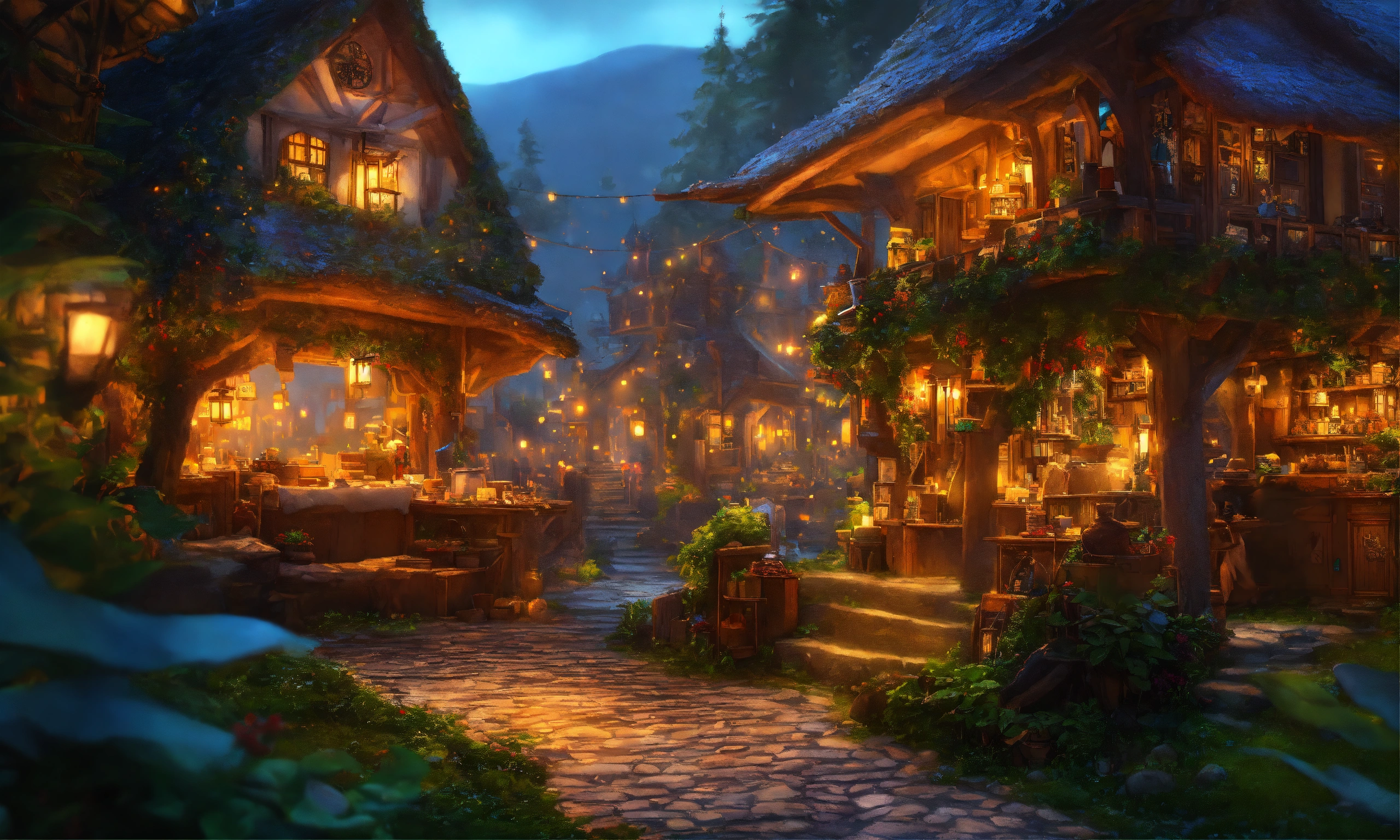 Lexica - Epic shot of ultra detailed and cozy elves city in the forest ...