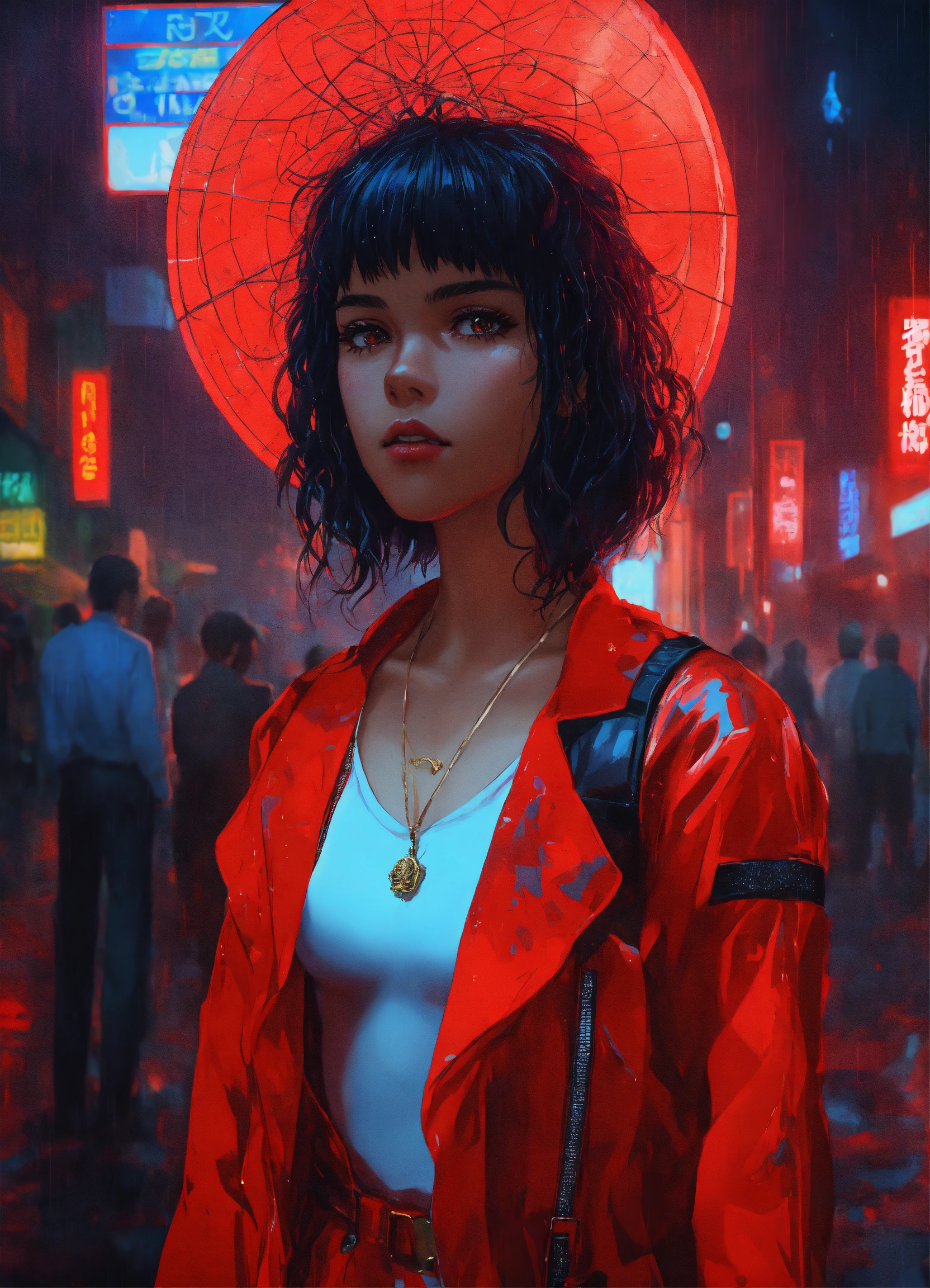 Lexica - Anime art of ghost in the Shell, detailed scene, red, perfect ...
