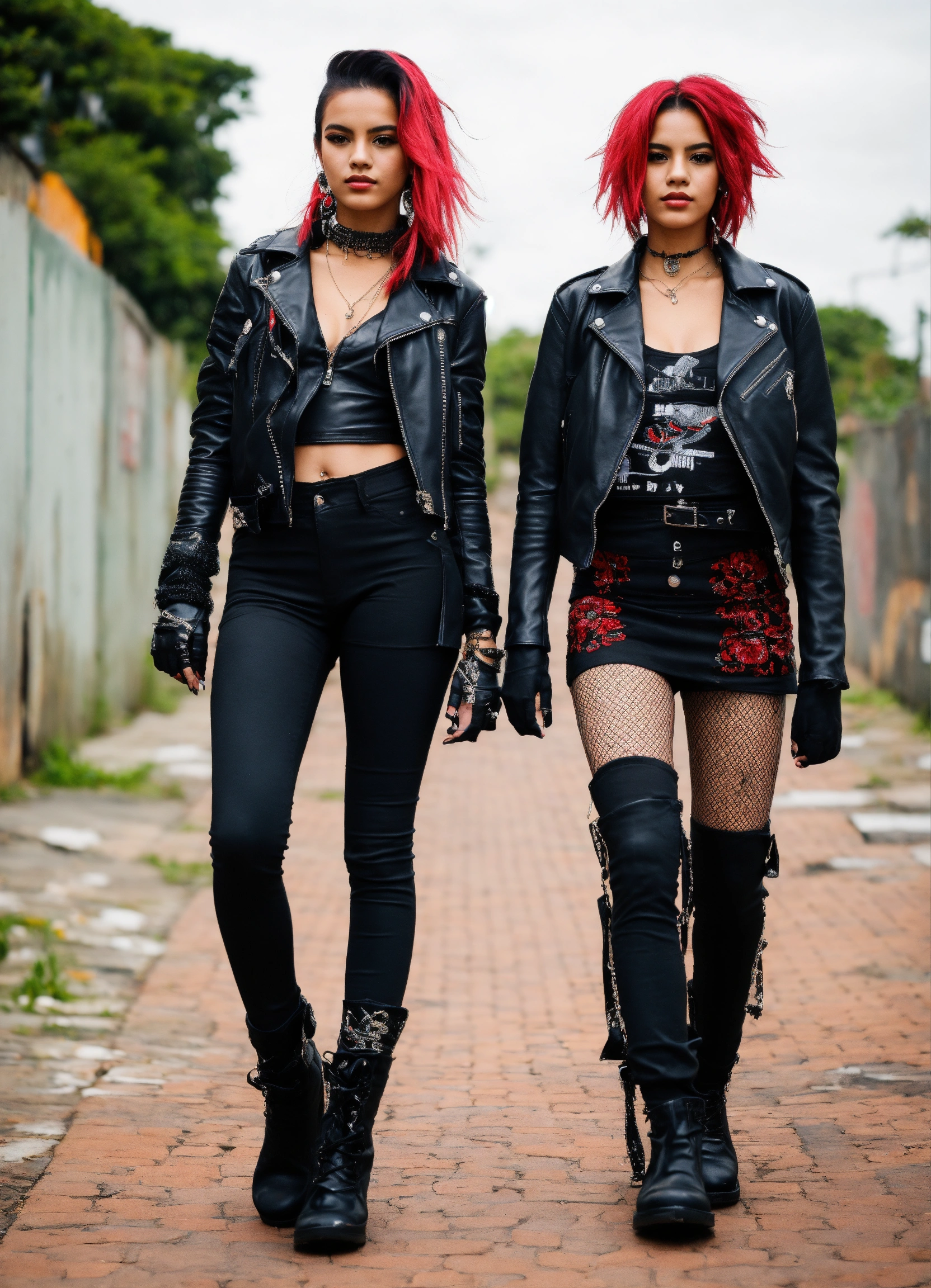 Lexica - Two 20 year old brazilian punk girls wearing a black leather ...