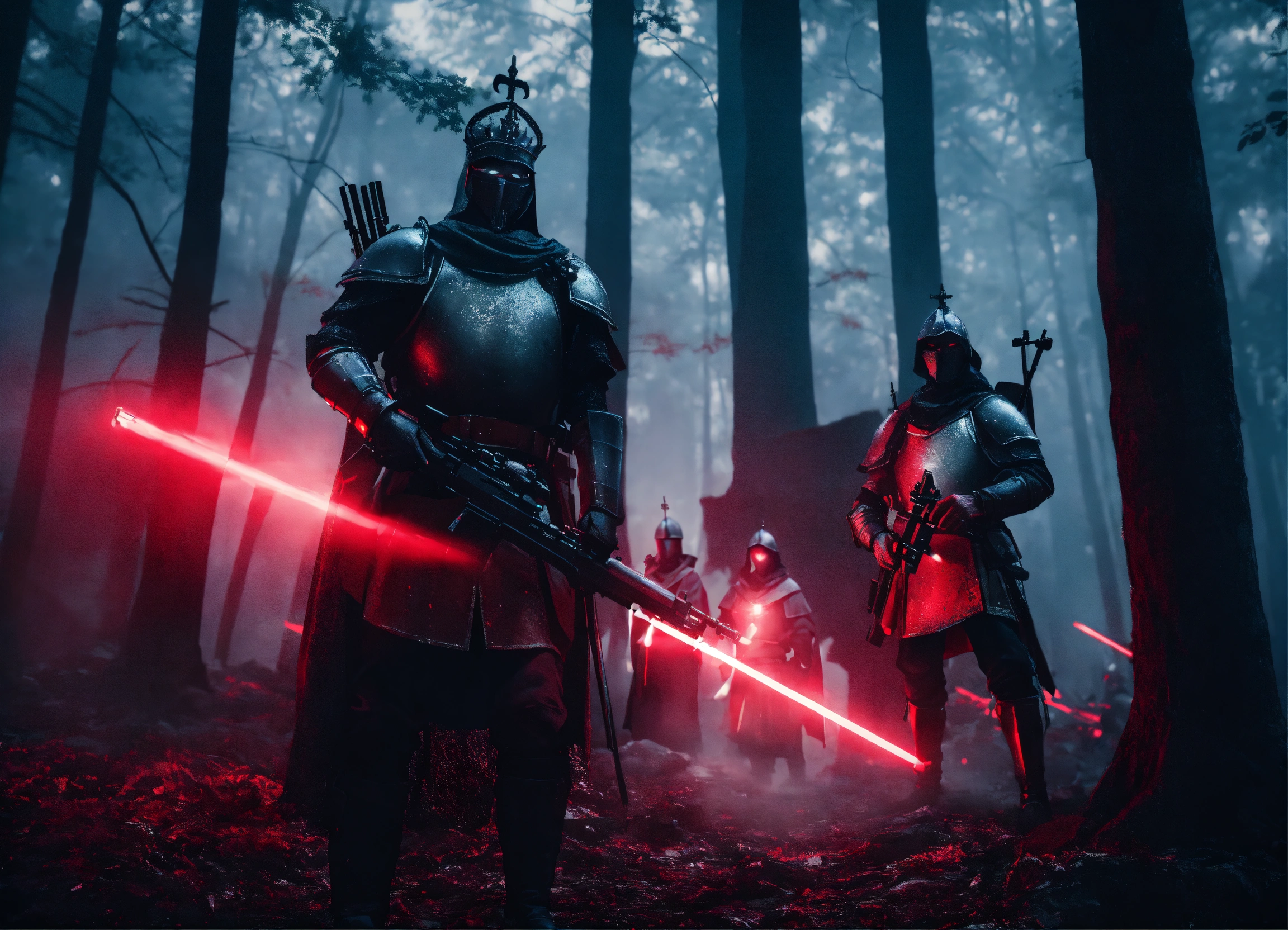 Lexica - Cinematic medieval King and his knights holding sniper rifles ...
