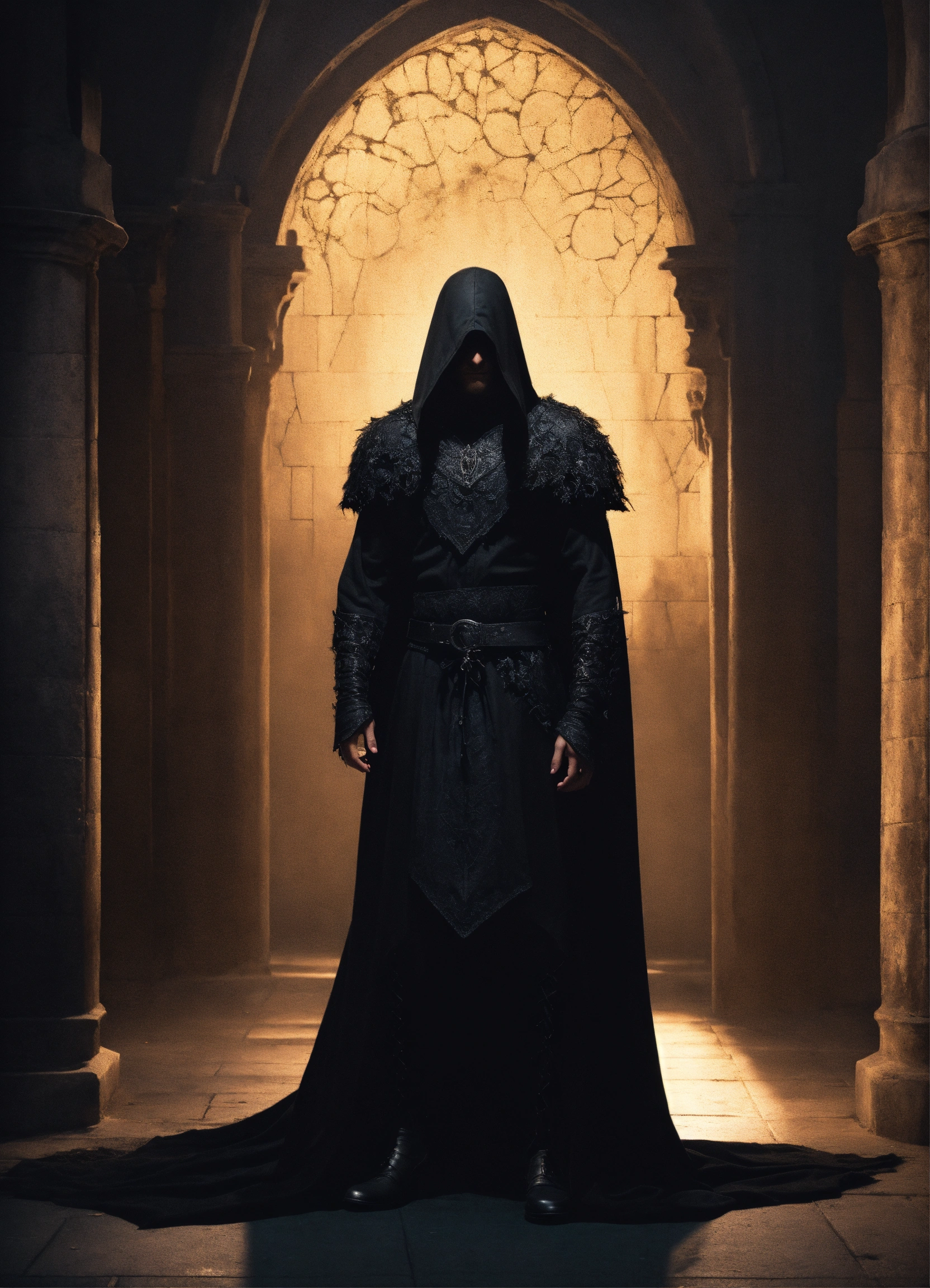 Lexica - A thin guy with long black hair is dressed in a black ...