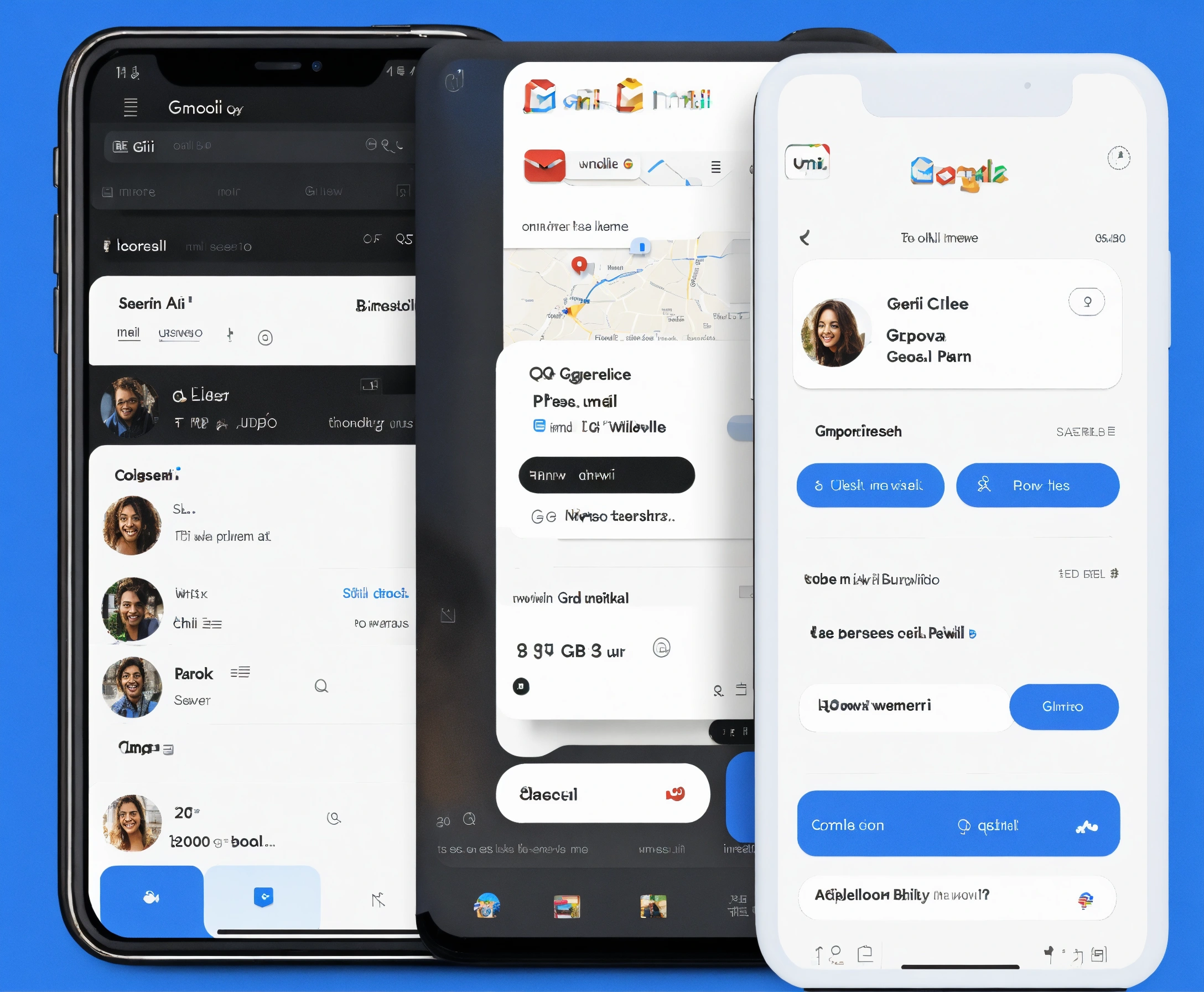 Lexica - Gmail ux/ui black blue phone