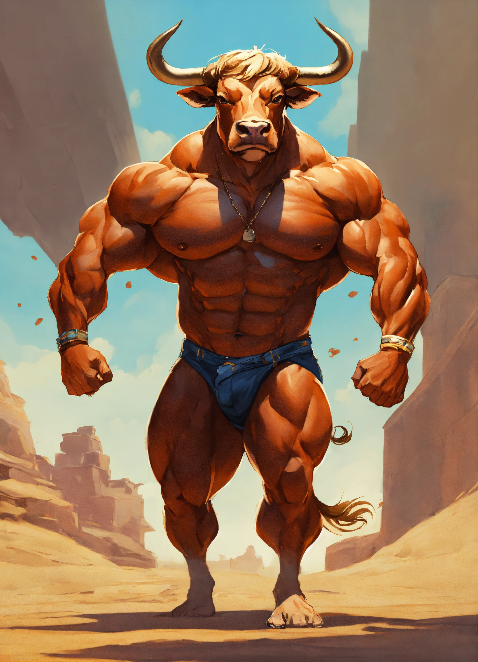 Lexica - A riped bull with abs that flex his arms