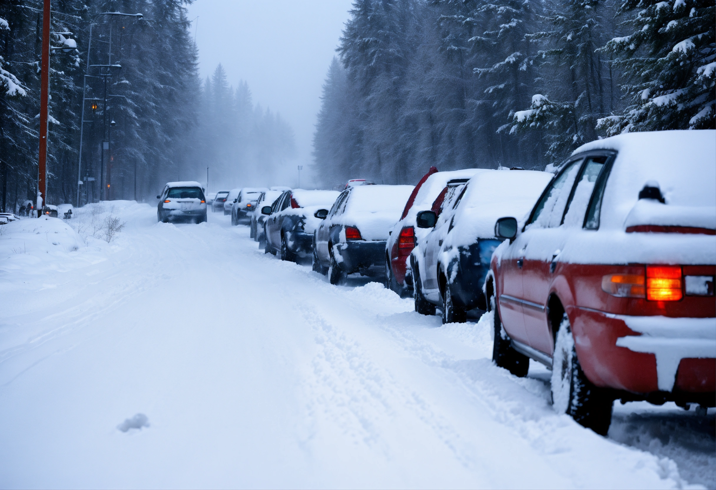 Lexica - A traffic jam of abandoned cars on a highway stuck in deep ...
