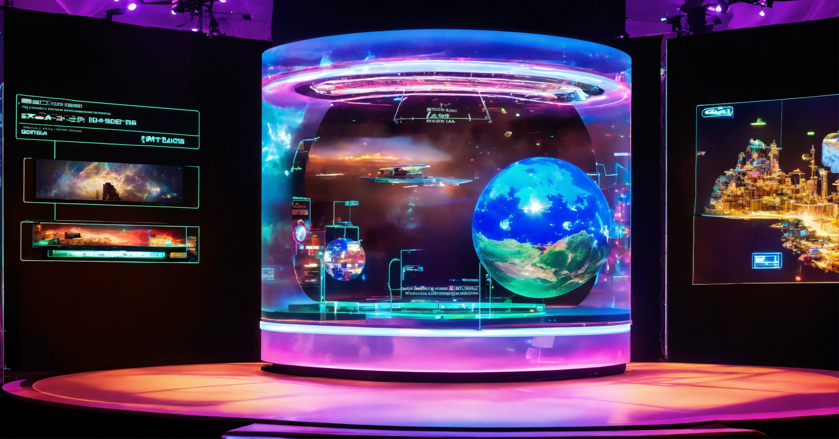 Lexica - Create a Space Age auction with holographic displays.