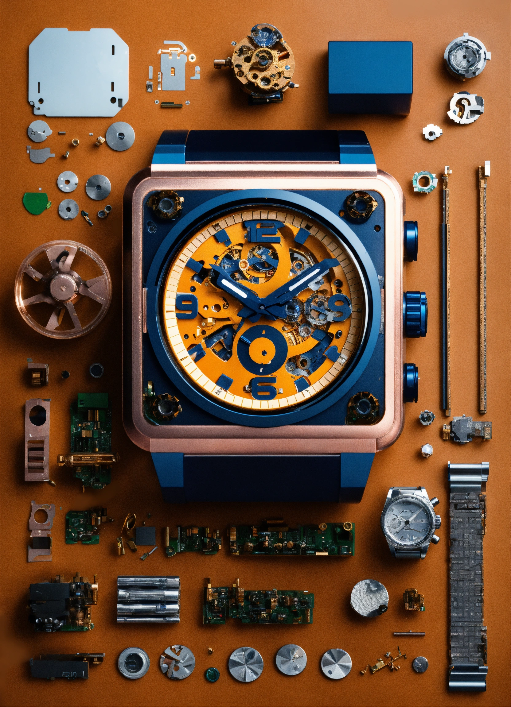 Lexica - Digital watch, mechanical parts, Knolling, Knolling layout ...