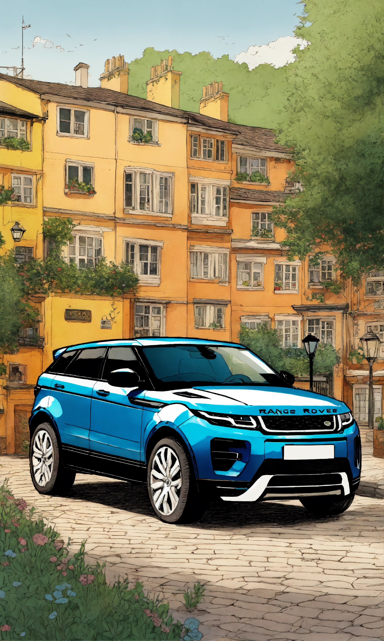 Lexica - Detailed pen and ink illustration of Range Rover Evoque 2022 ...