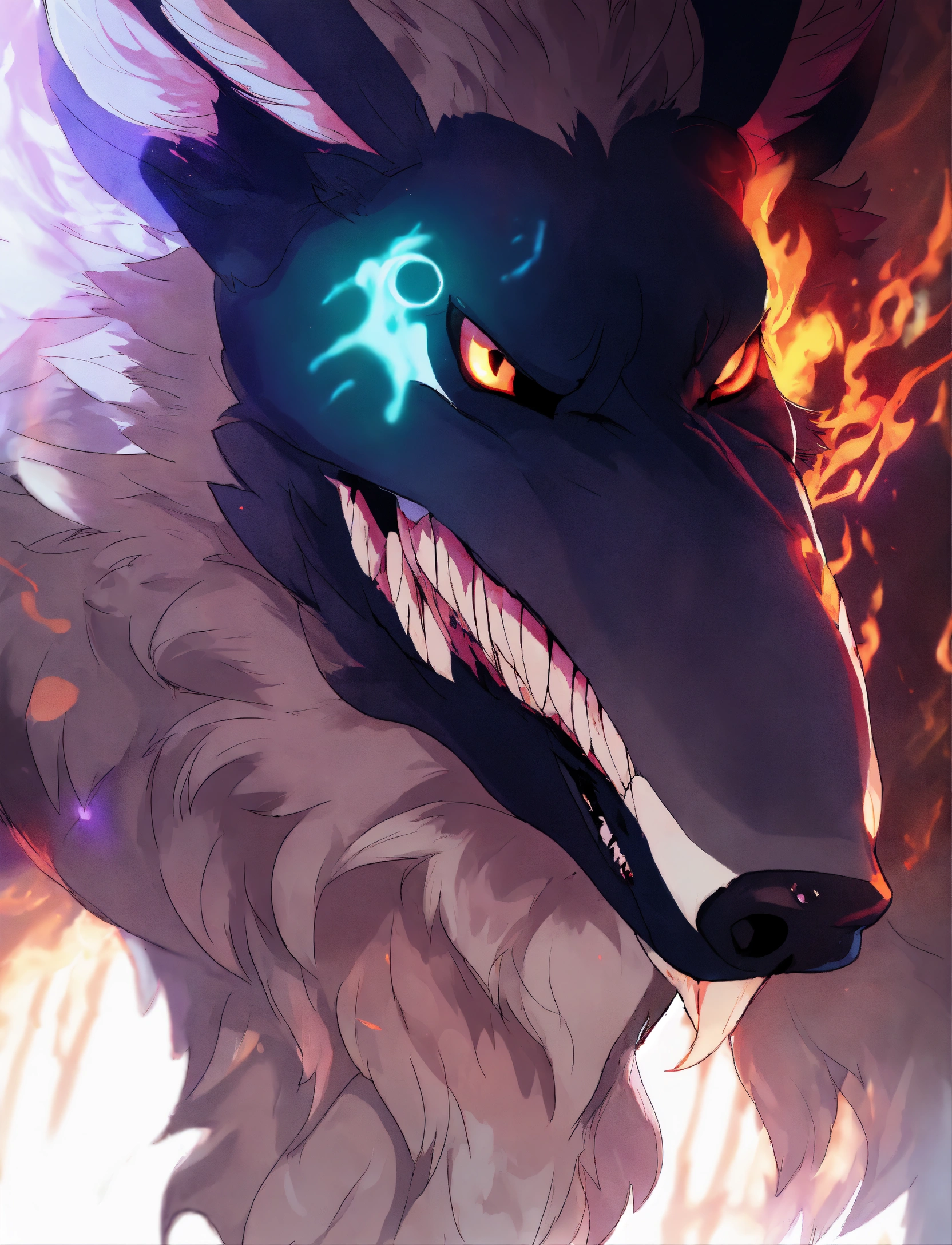 Lexica - A grotesque and demonic wolf, its fur matted and twisted, its ...