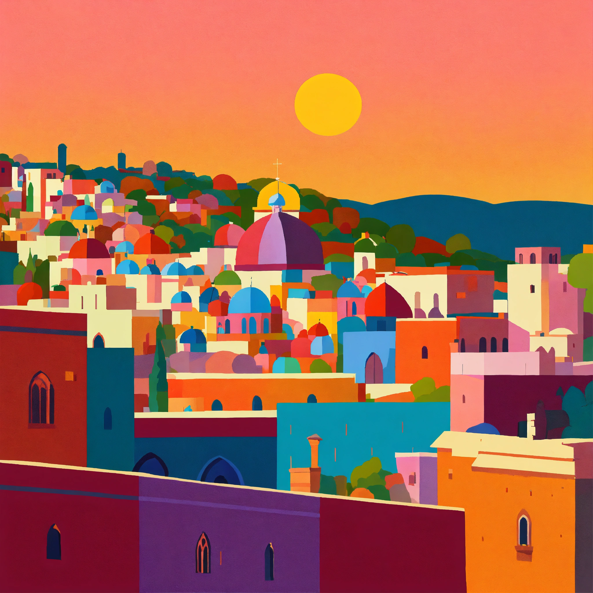 Lexica - Create me an abstract and minimalist painting of Jerusalem ...
