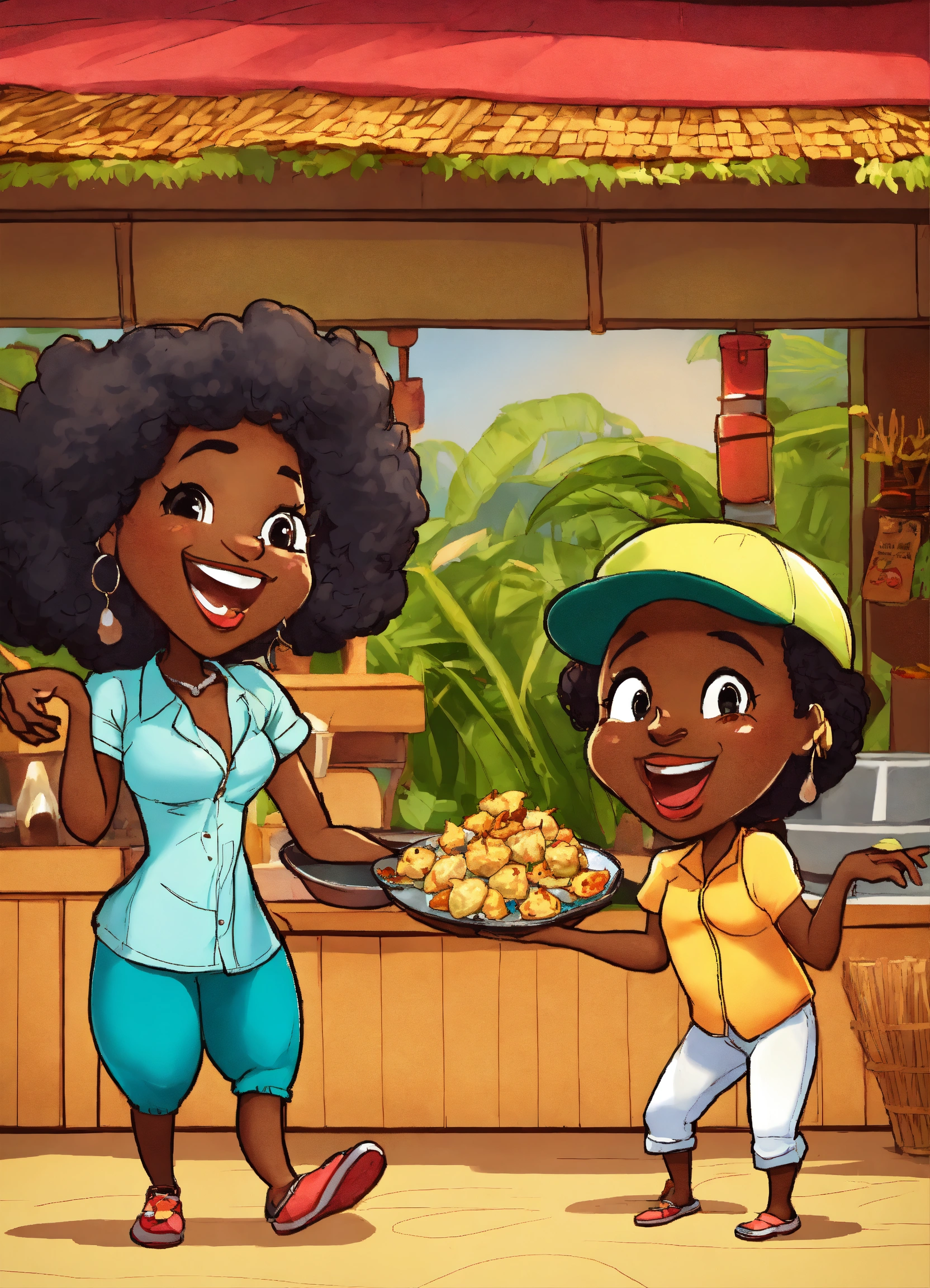 Lexica - A cartoon of dancing Talking Caribbean fried dumplings
