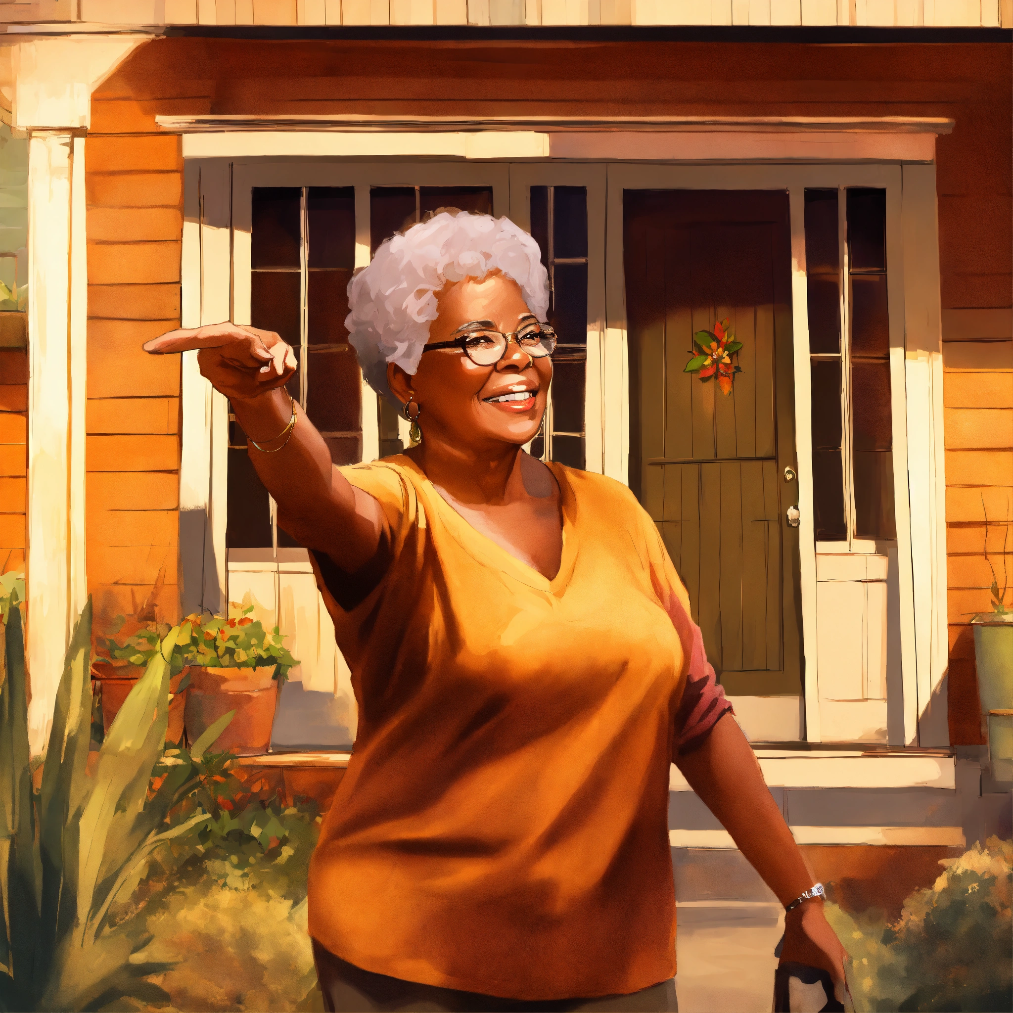 Lexica - African American senior woman standing in front of her home ...