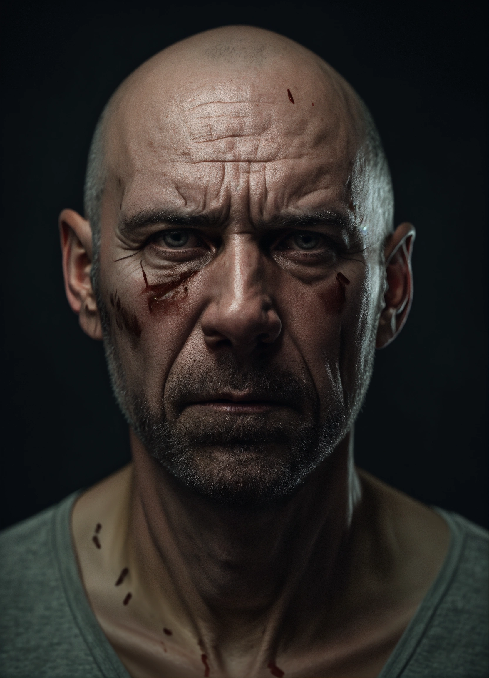 Lexica - A portrait of an creepy 45 years old man, few hairs on the ...