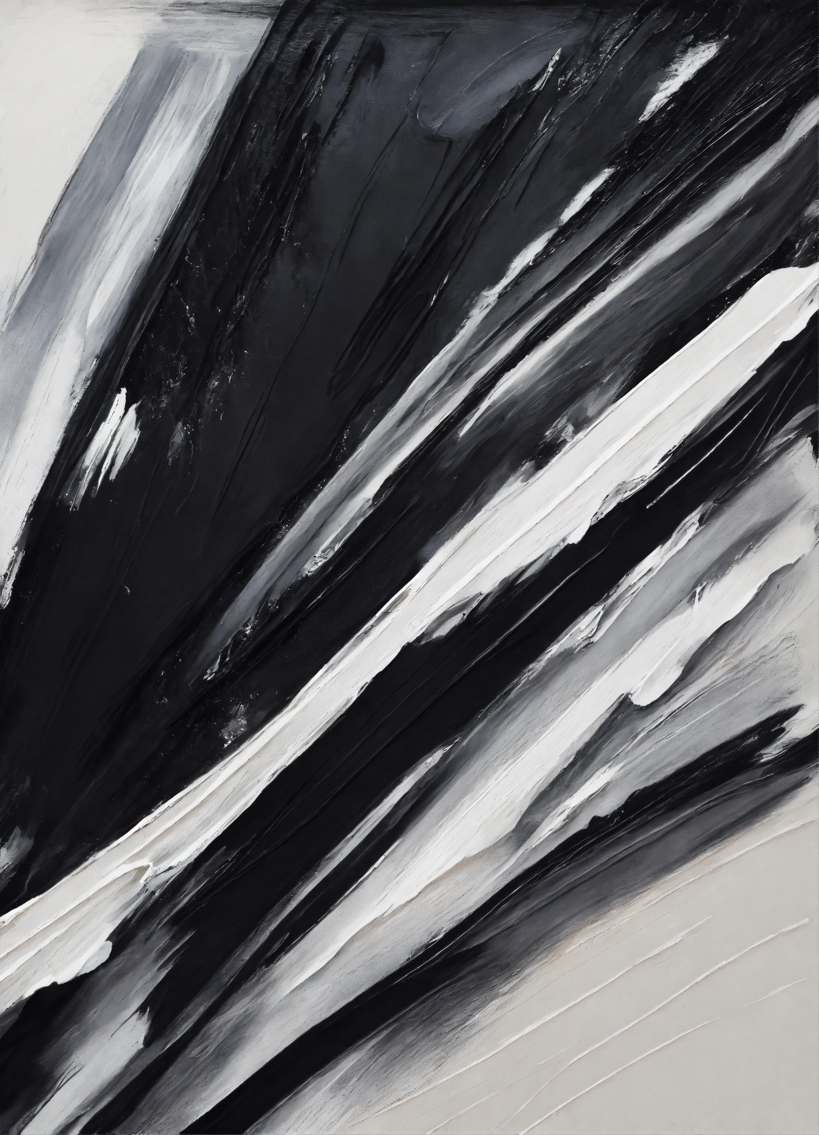 Lexica - Black and white abstract art brush strokes painting joan mieo