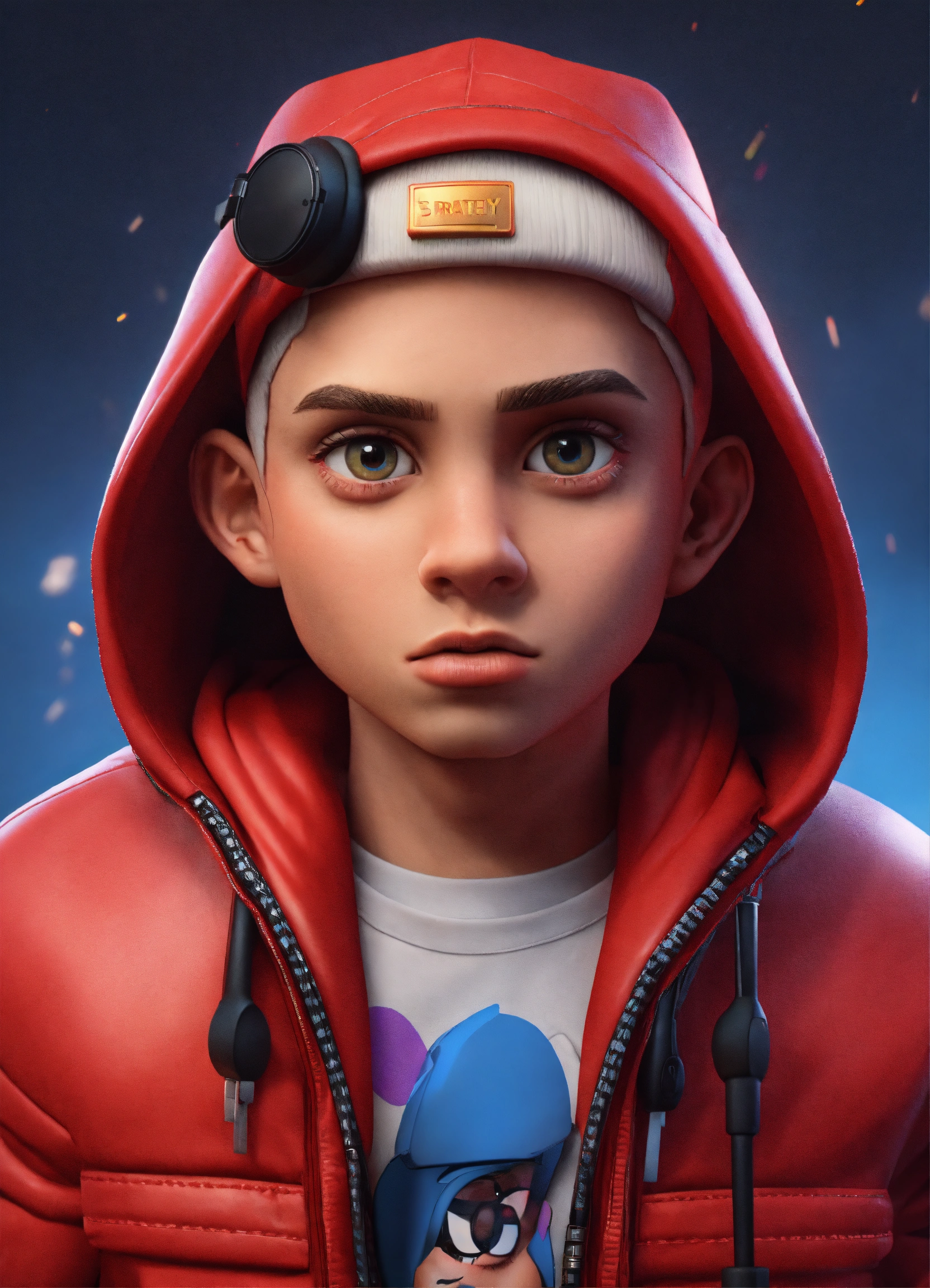 Lexica - Cartoon realistic Eminem rapper in red jacket, disney style ...