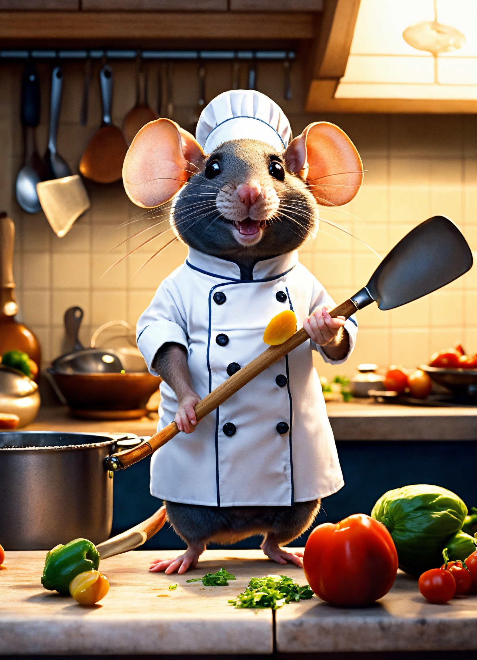 Lexica - A mouse look like a cooking chef, funny and pro like ratatouille