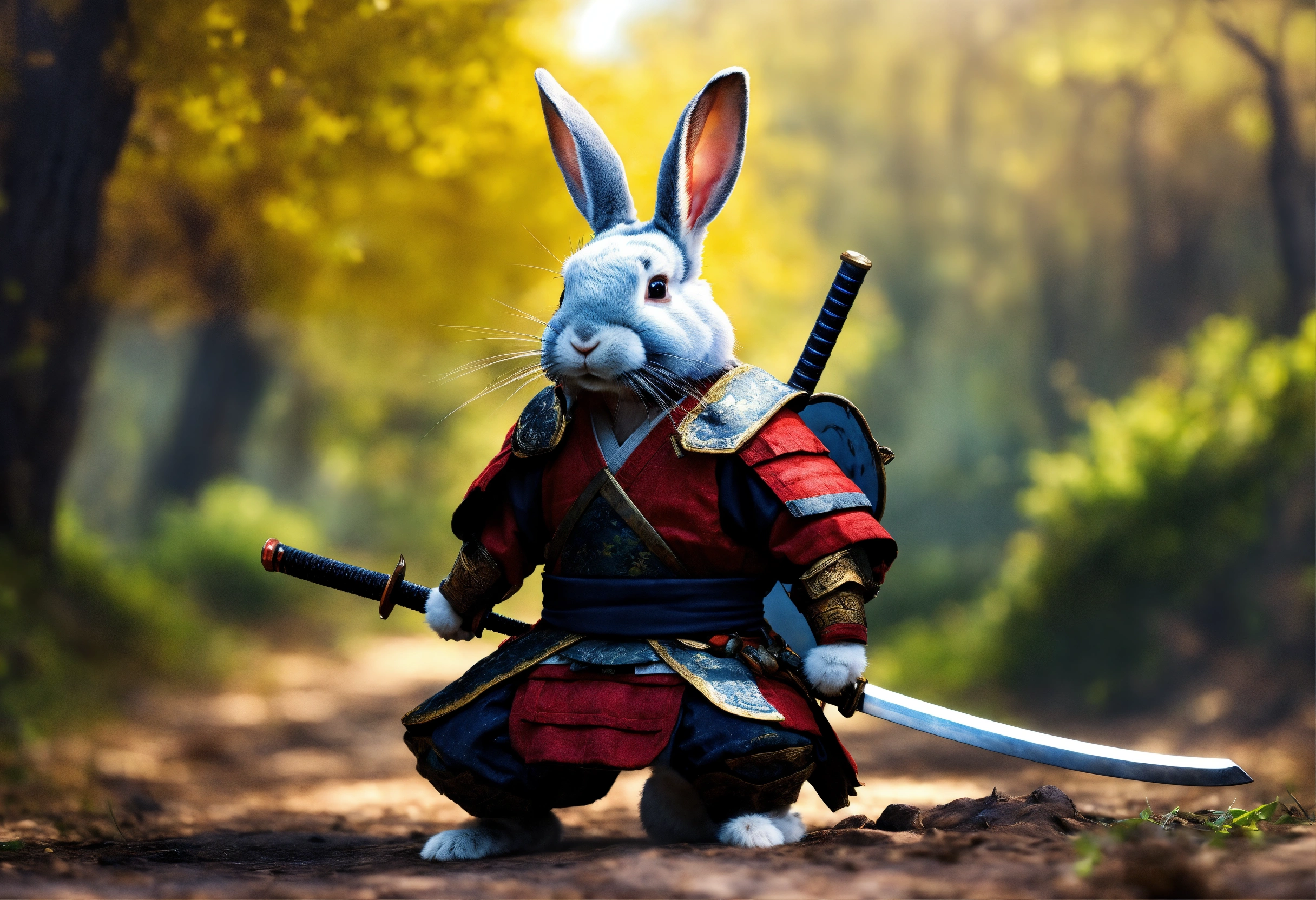 Lexica - Rabbit samurai. Battlefield. Hyper realistic.