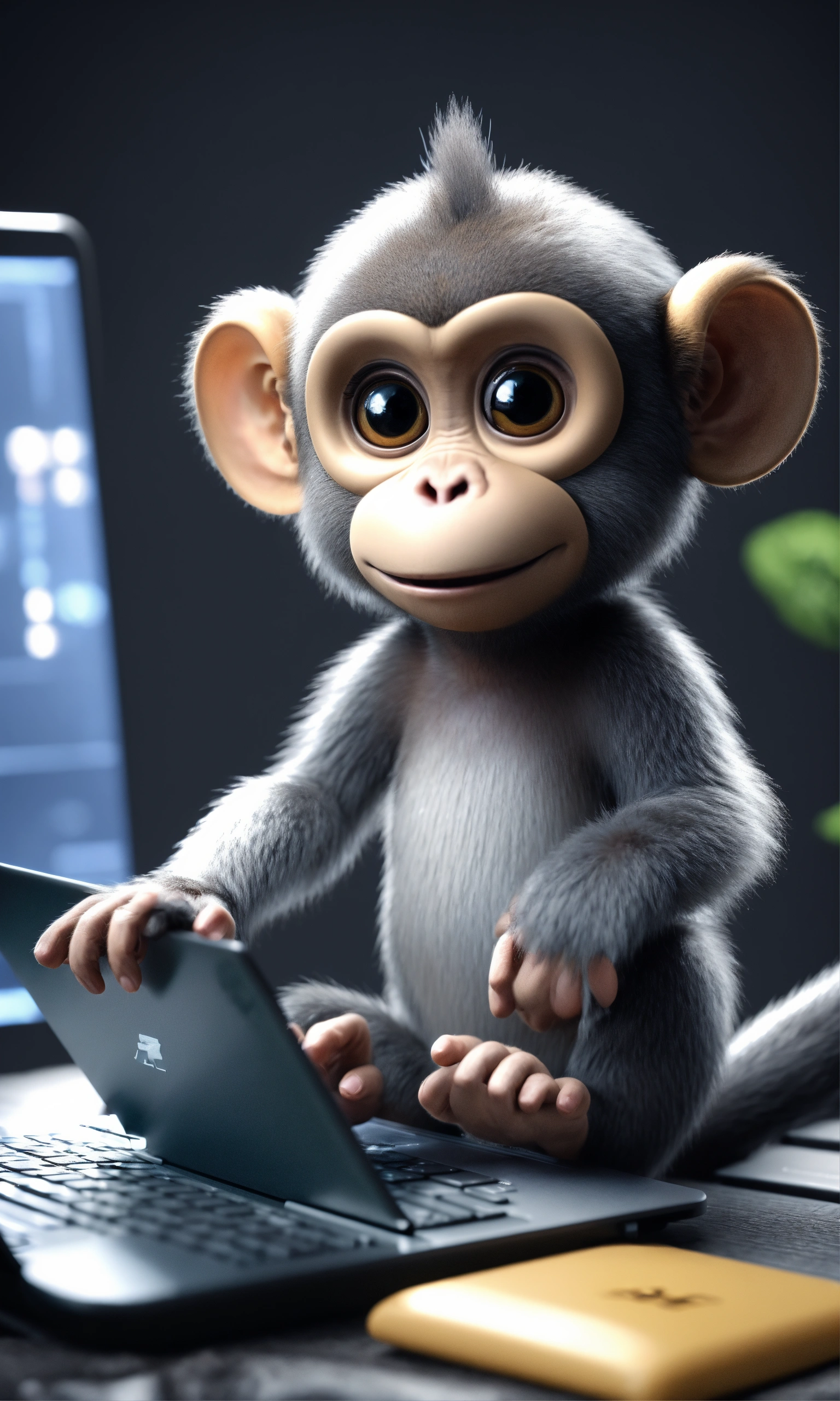 Lexica - A cute monkey using a laptop, doing math, stunning unreal ...