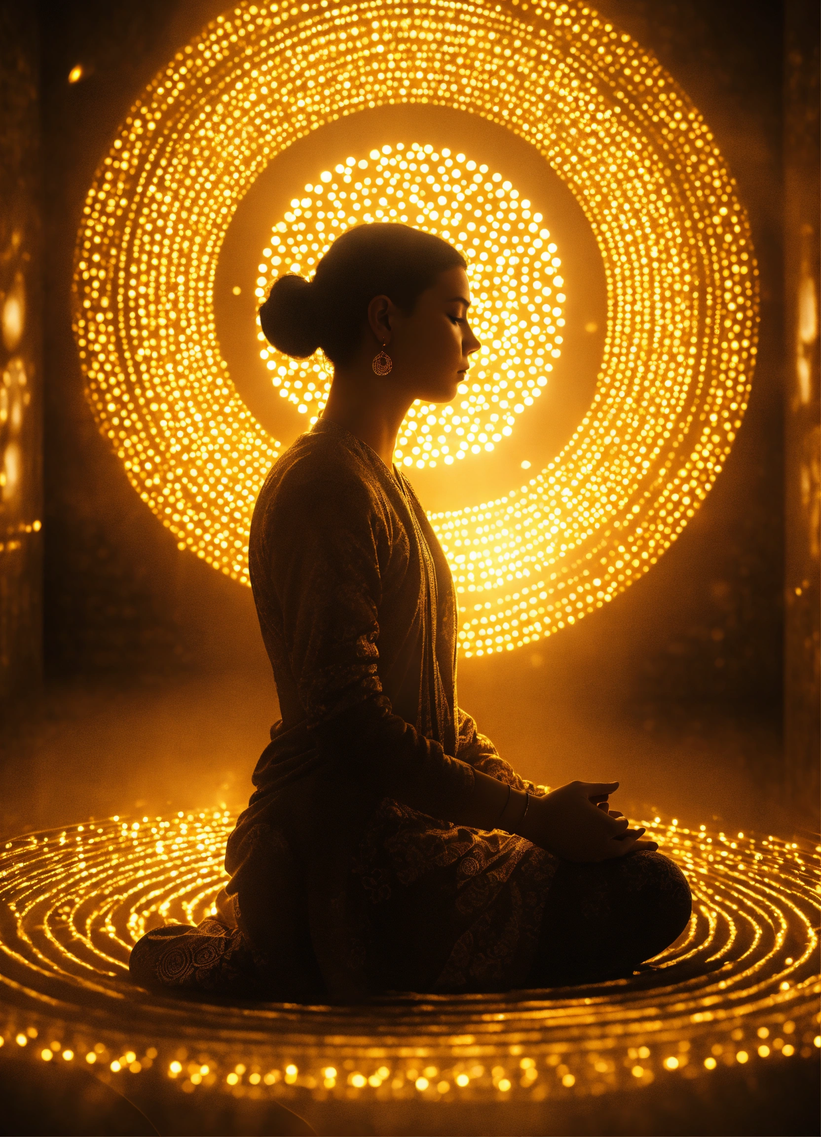 Lexica - Drawing illustration of a silhouette sitting in a meditation ...
