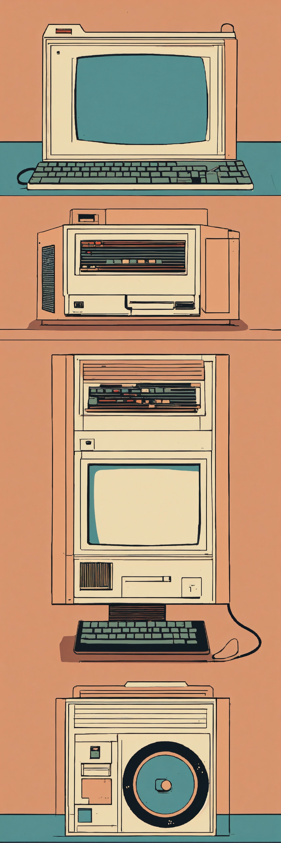 Lexica - A minimalistic illustration of a vintage computer, capturing ...