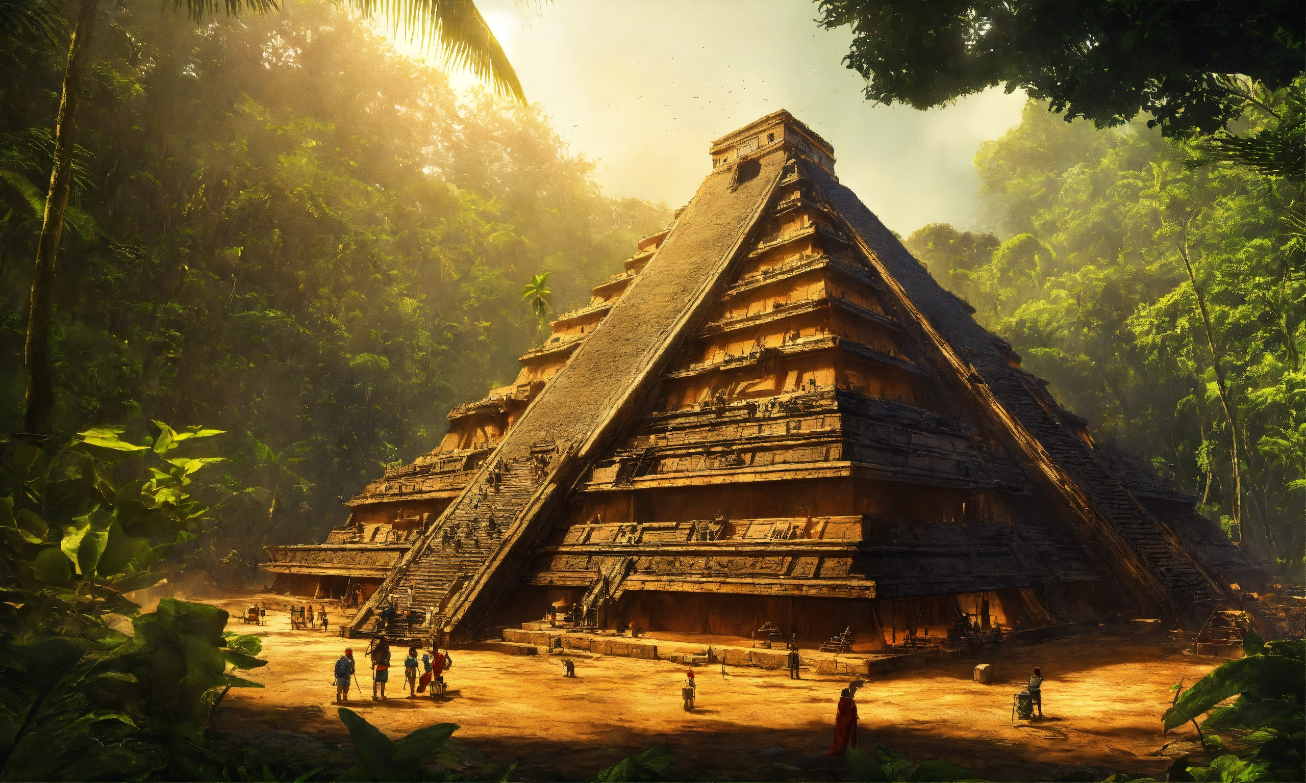 Lexica - Mayans building a pyramid with hydraulic technology in the ...