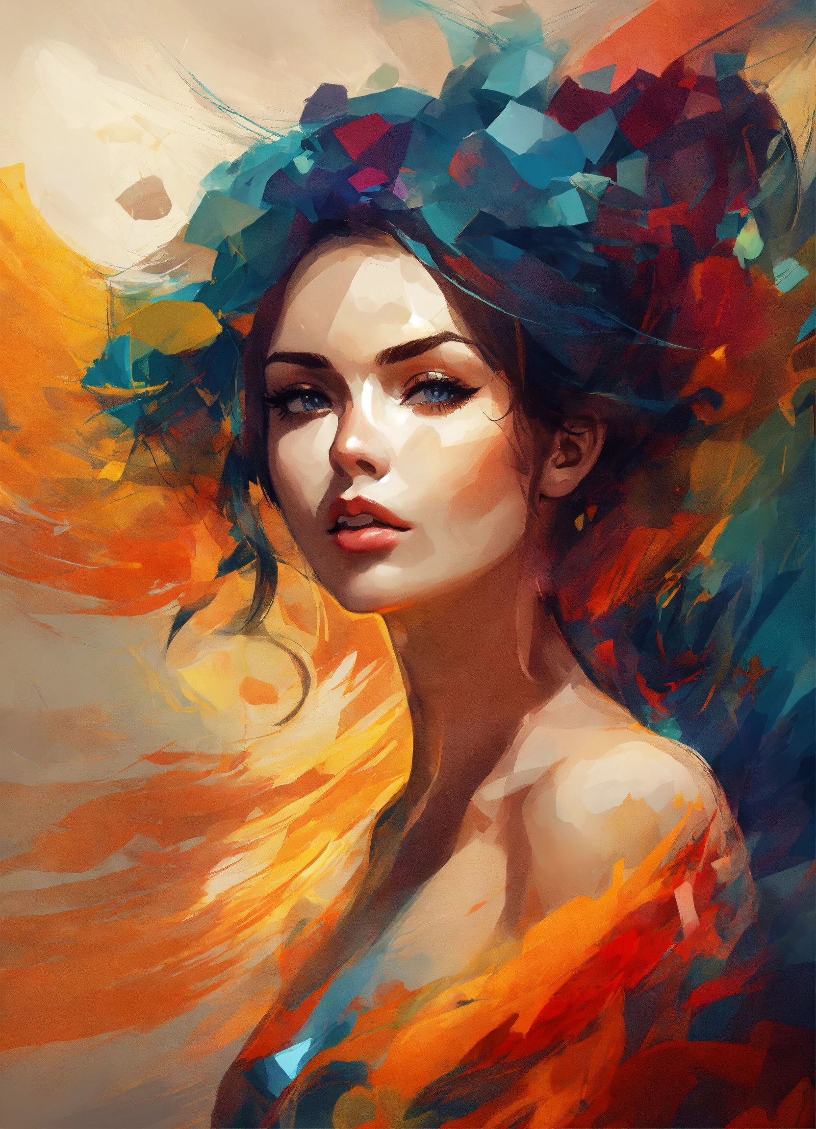 Lexica - Abstract illustration art of a beautiful woman